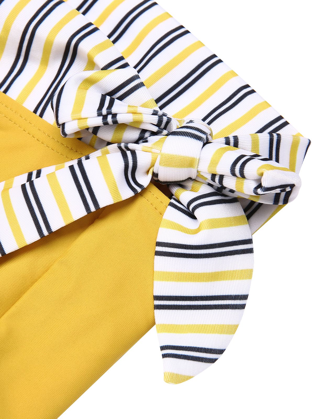 2PCS Yellow 1940s Striped Patchwork Swimsuit - Image 7