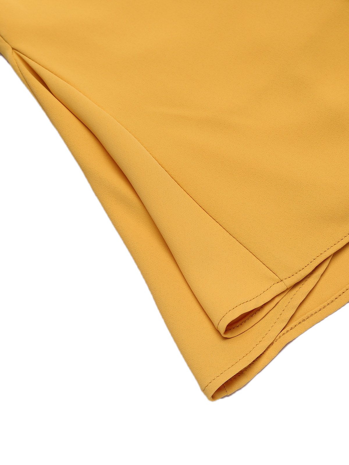 2PCS Yellow 1950s Embroidery Top & Pockets Shorts - Image 14