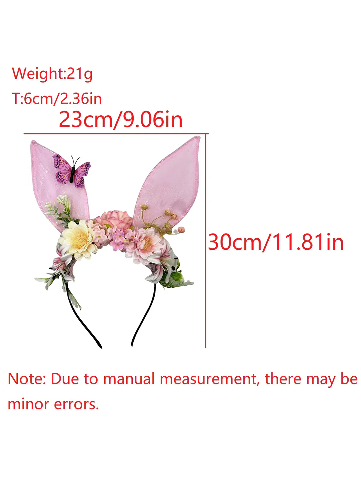 3D Floral Butterfly Mesh Rabbit Headband - Image 3