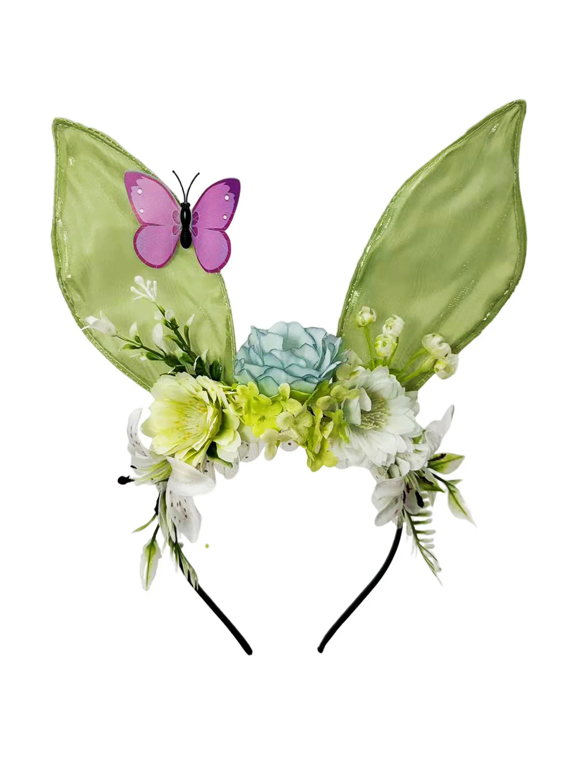 3D Floral Butterfly Mesh Rabbit Headband - Image 4