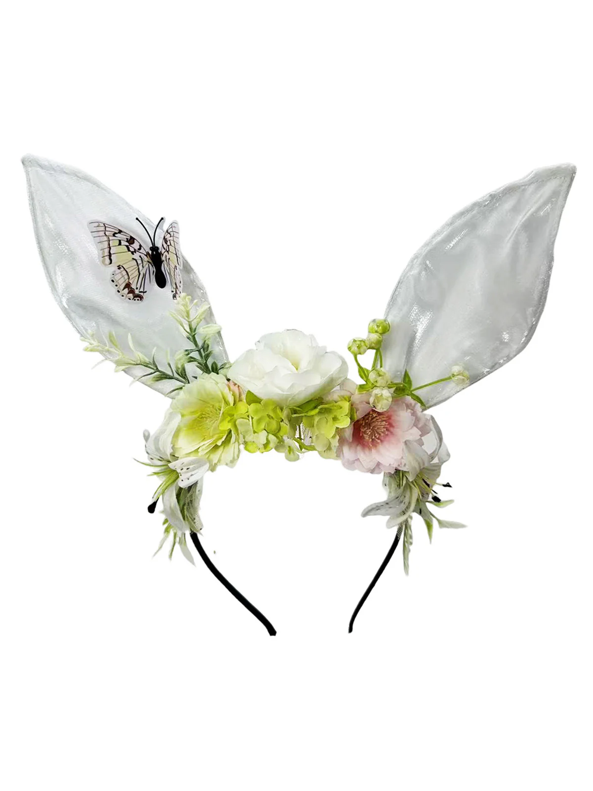 3D Floral Butterfly Mesh Rabbit Headband - Image 5