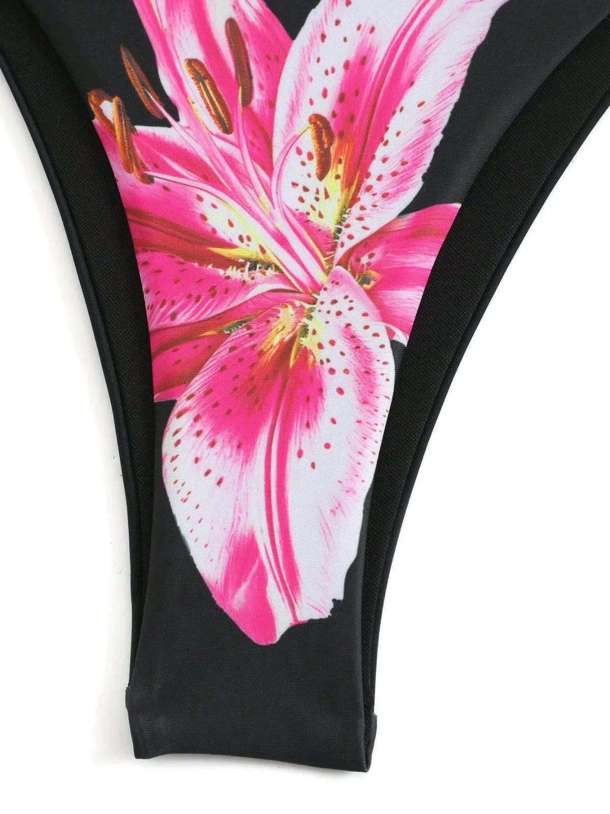 3PCS 1950s Mesh Lily Print Bikini Set & Cover-Up - Image 4