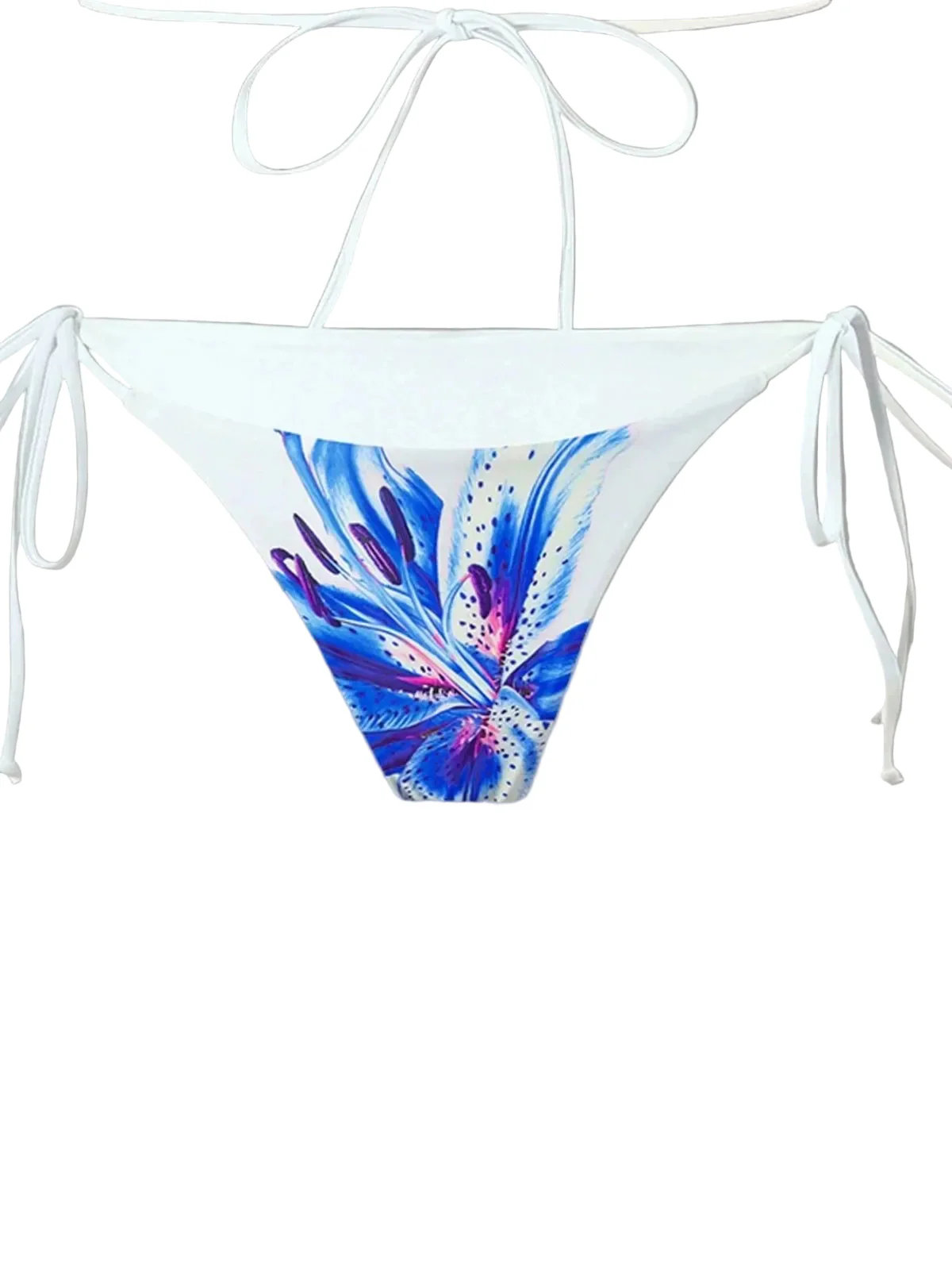 3PCS 1950s Mesh Lily Print Bikini Set & Cover-Up - Image 7