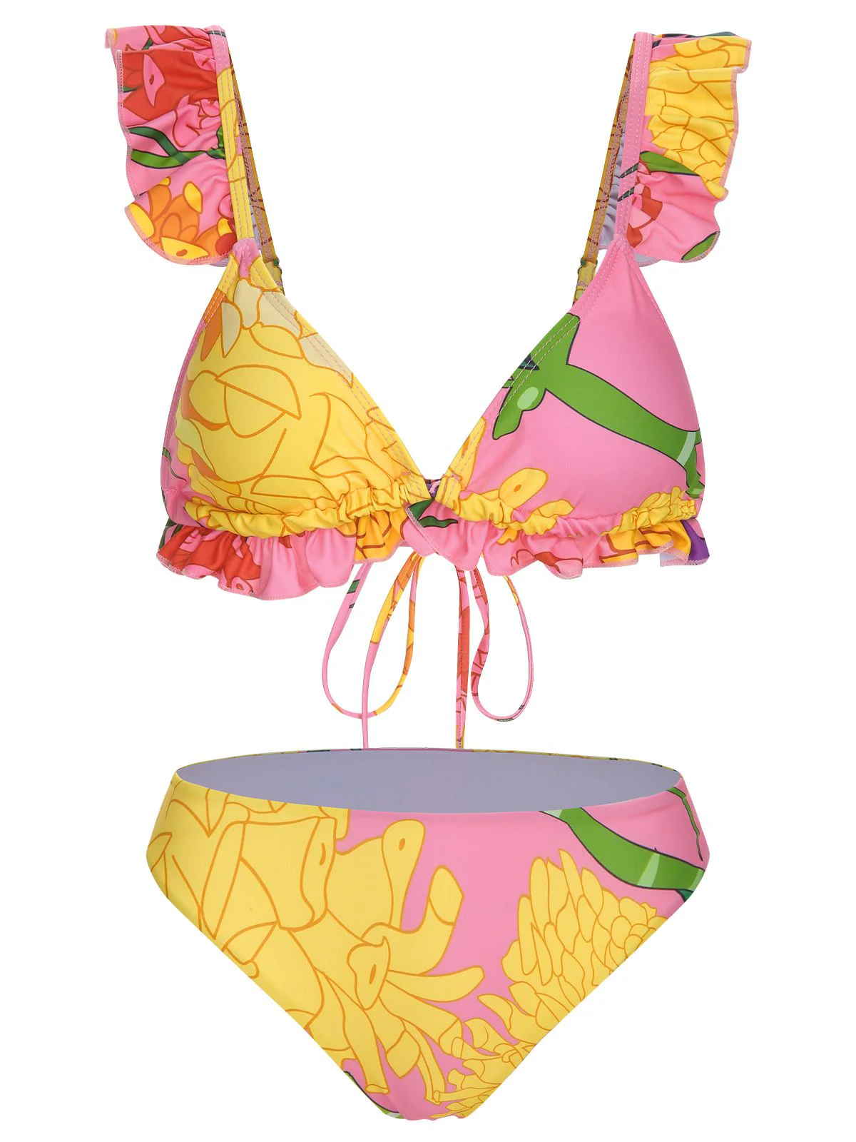 3PCS 1970s Pink Floral Swimsuit Set - Image 6