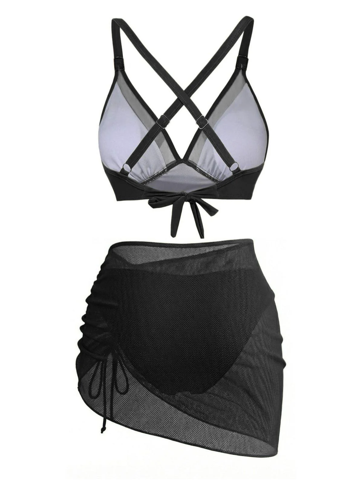 3PCS 1950s Solid Metal Button Bikini Set - Image 7
