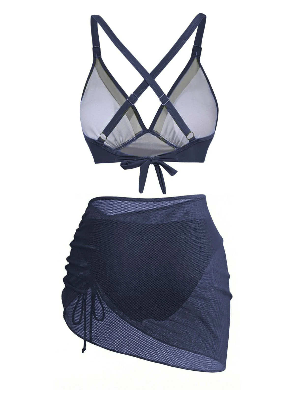 3PCS 1950s Solid Metal Button Bikini Set - Image 9