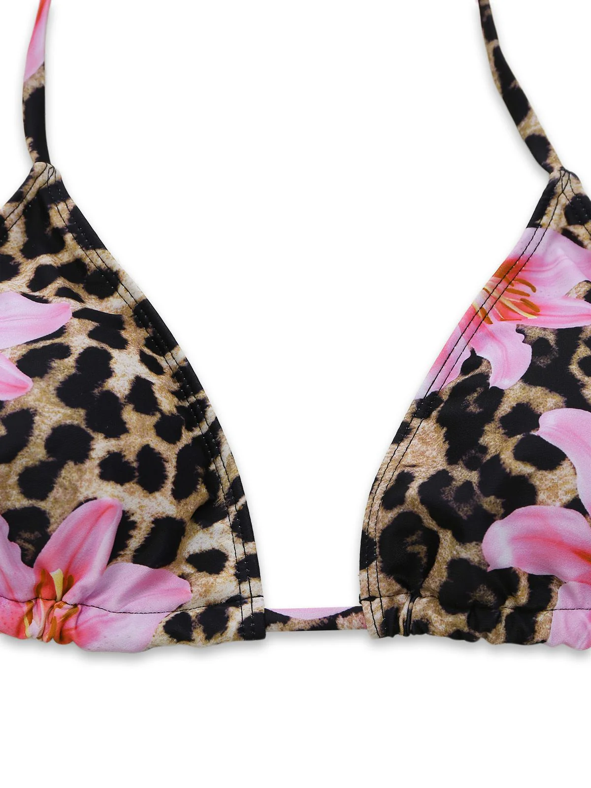 3PCS 1960s Leopard Print Floral Bikini Set - Image 4