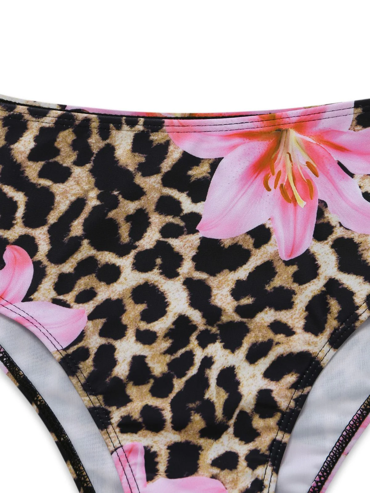 3PCS 1960s Leopard Print Floral Bikini Set - Image 6