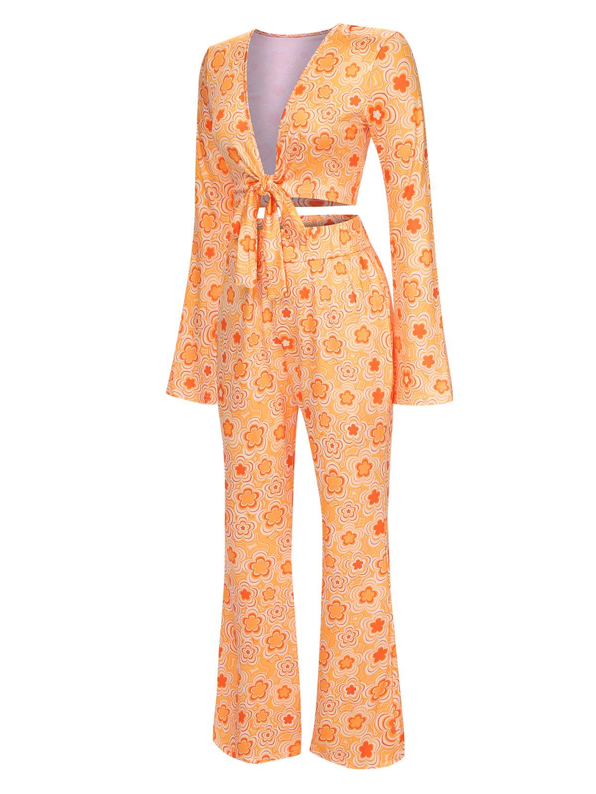 3PCS 1970s Flare Sleeve Disco Hippie Costume Set - Image 12