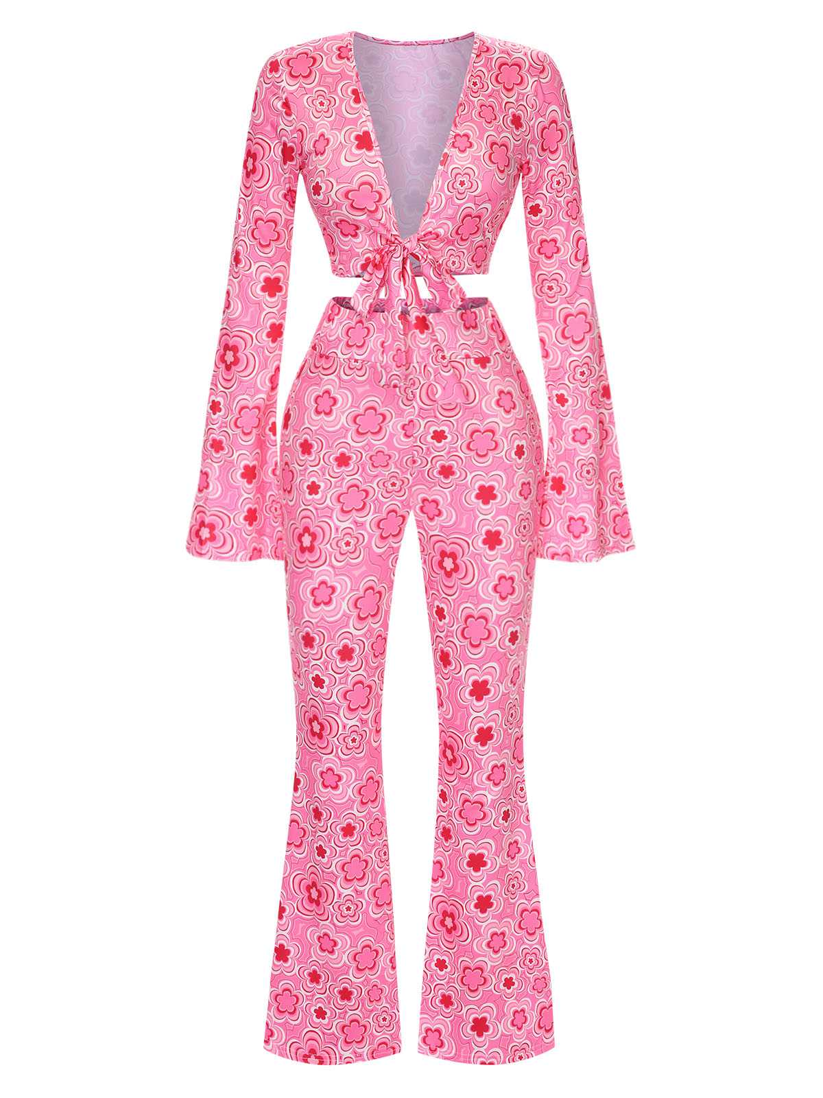3PCS 1970s Flare Sleeve Disco Hippie Costume Set - Image 2