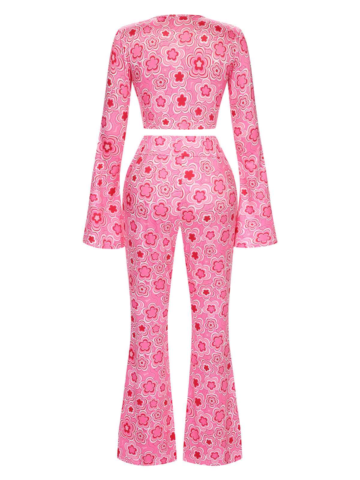 3PCS 1970s Flare Sleeve Disco Hippie Costume Set - Image 4