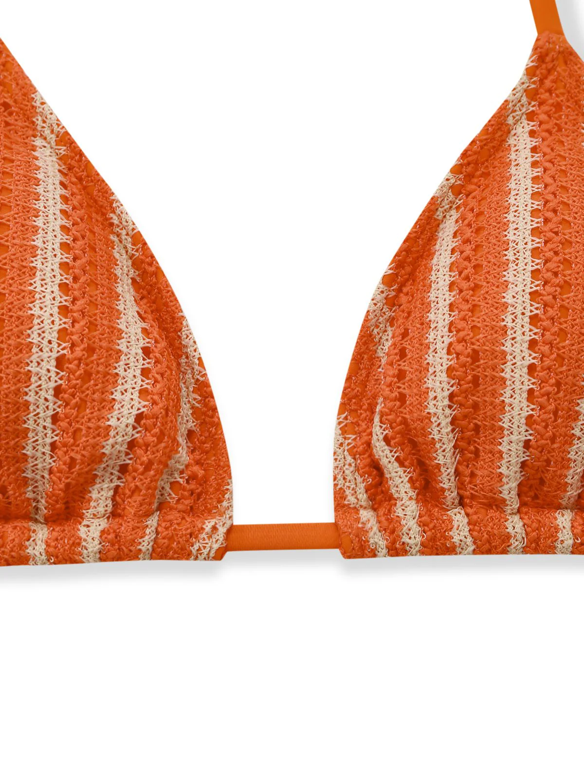3PCS 1970s Striped Knit Boho Bikini Set & Cover-Up - Image 4