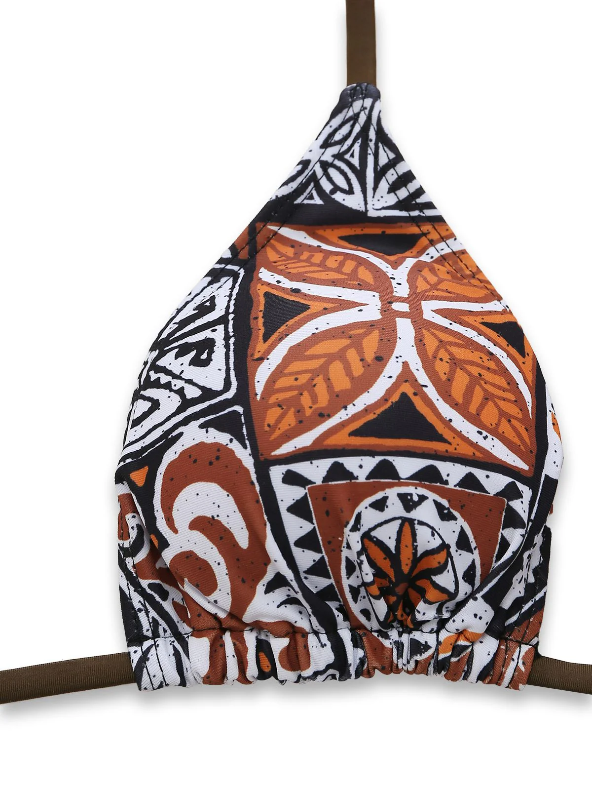 3PCS 1970s Tribal Print Triangle-Strap Bikini Set & Cover-Up - Image 4