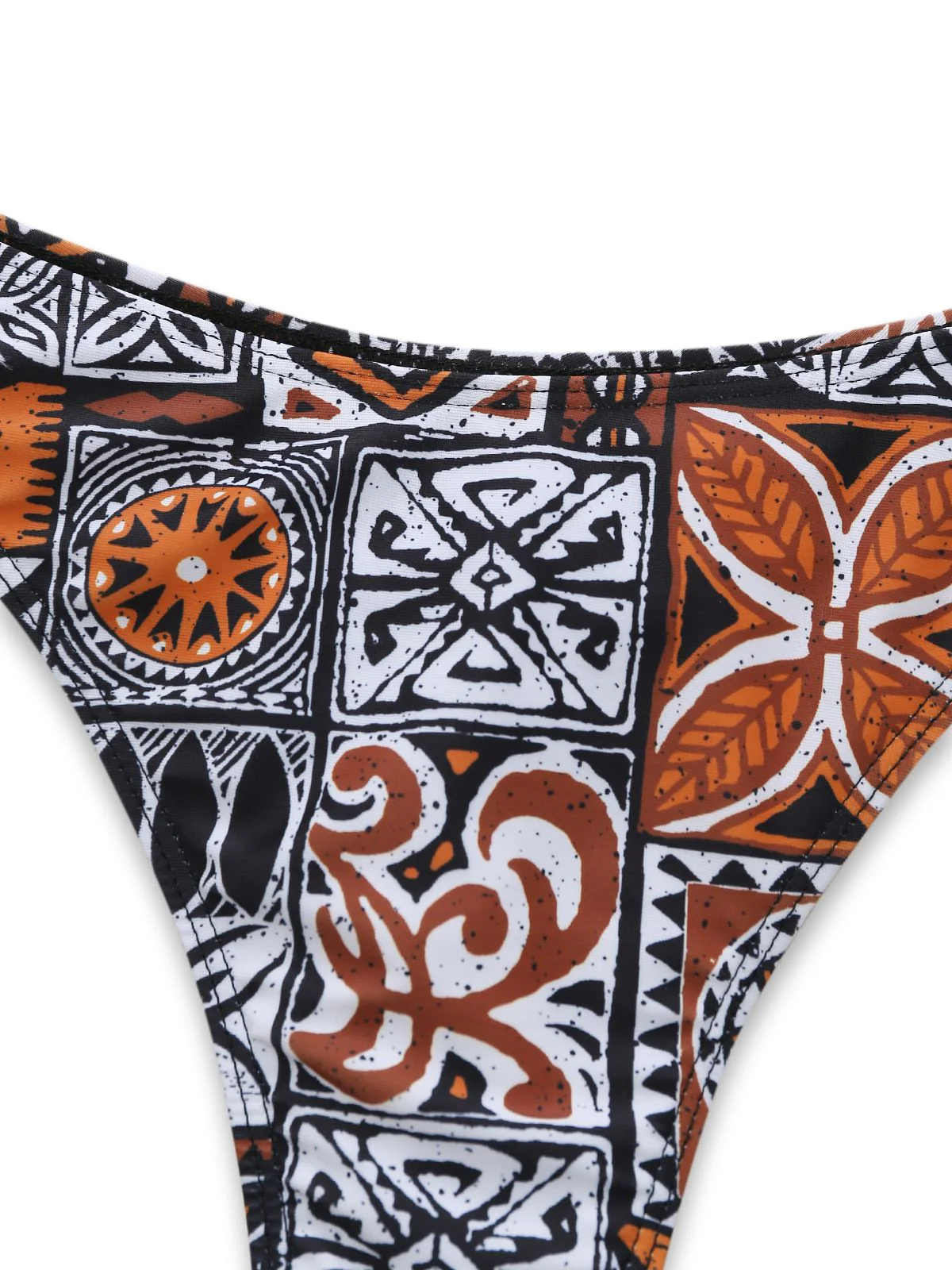 3PCS 1970s Tribal Print Triangle-Strap Bikini Set & Cover-Up - Image 6