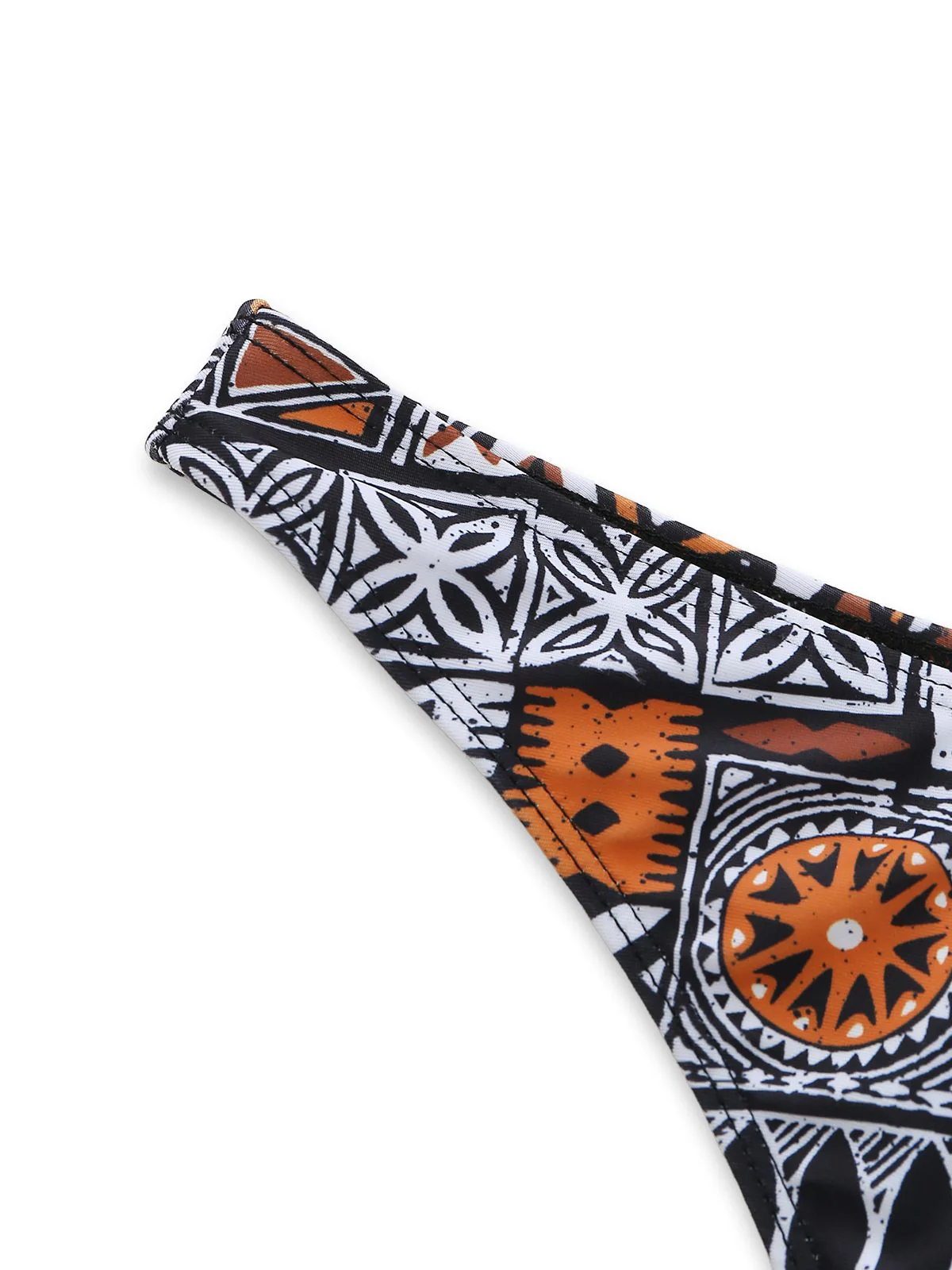 3PCS 1970s Tribal Print Triangle-Strap Bikini Set & Cover-Up - Image 7