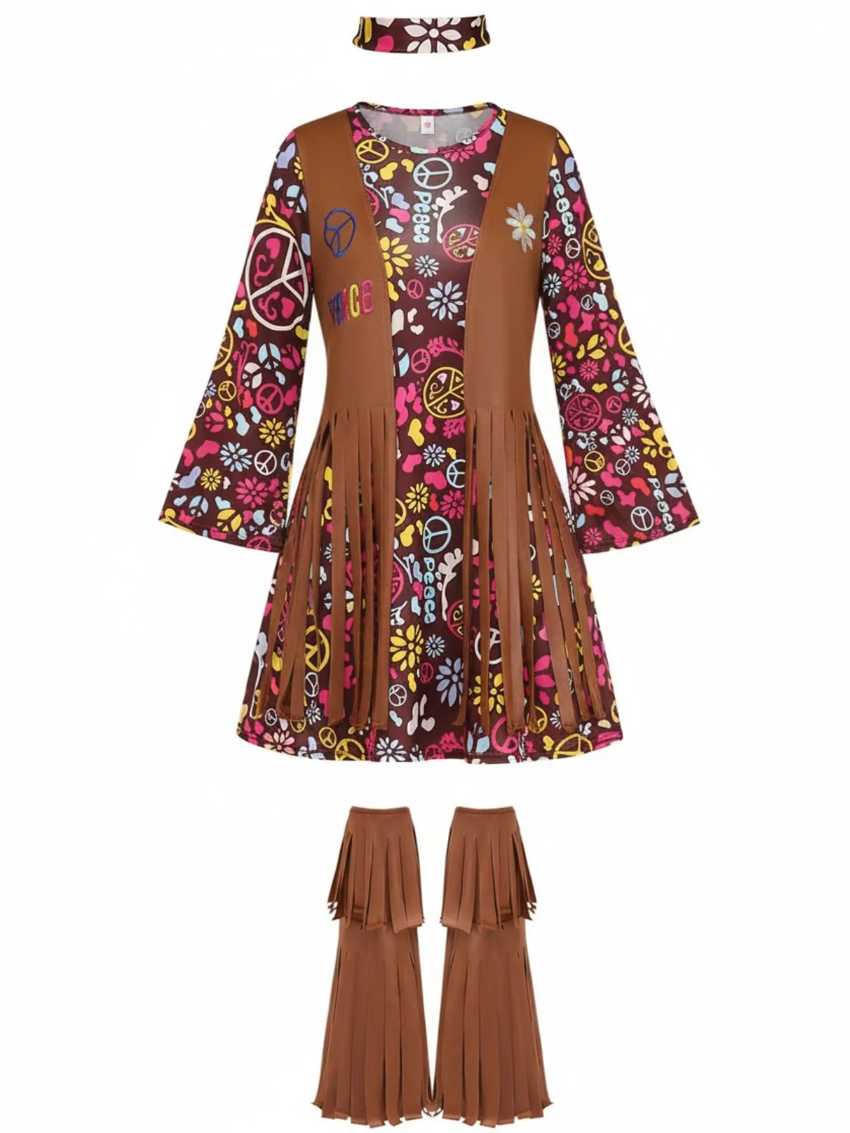 3PCS 1970s Vintage Fringe Hippie Costume Set - Image 2