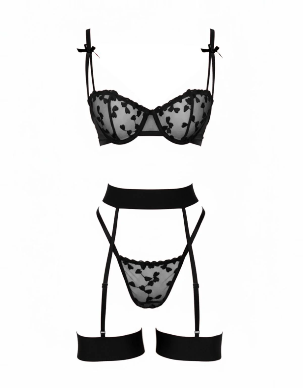 3PCS 1980s Lace Bow Detail Lingerie Set - Image 8