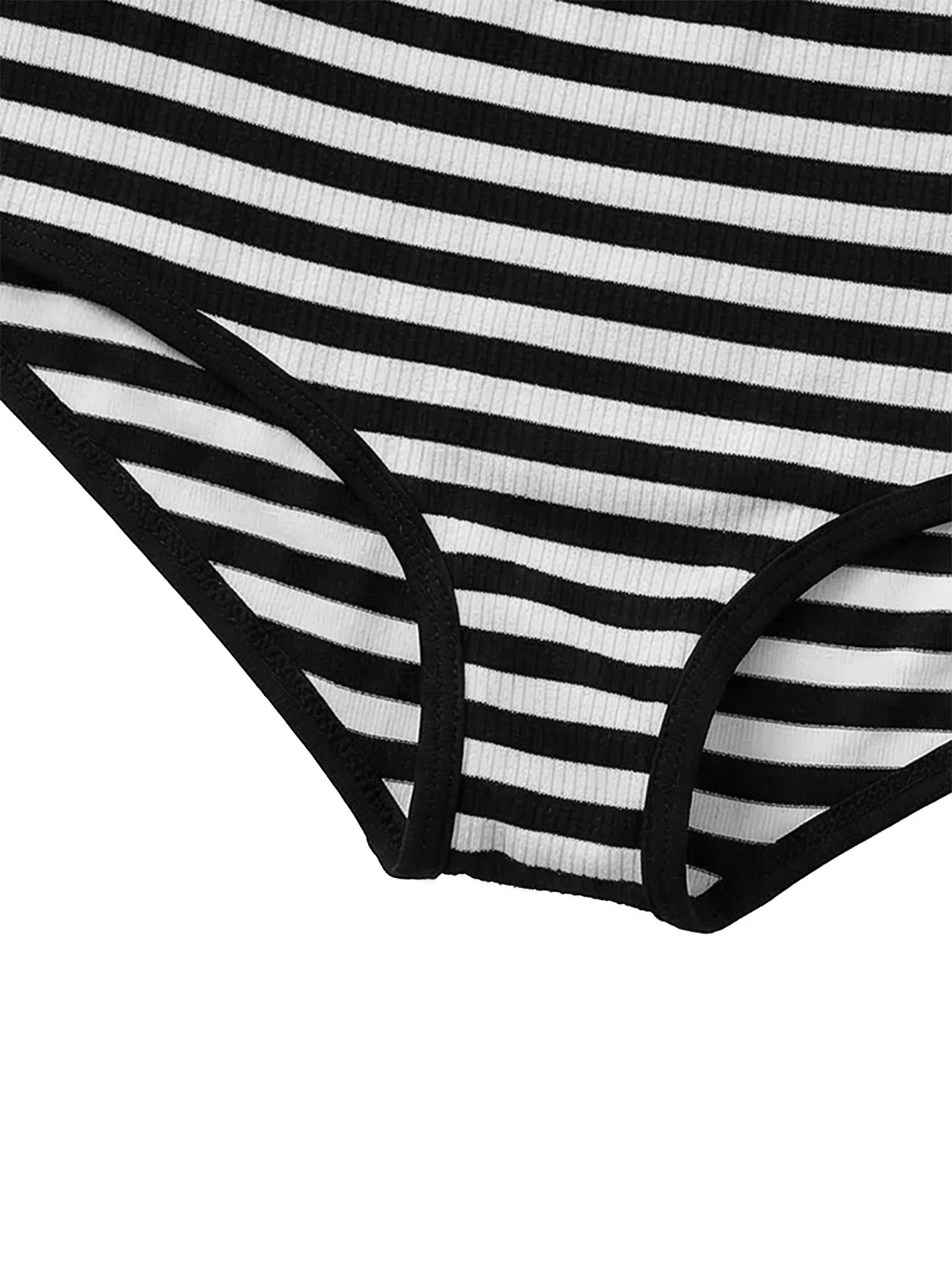 [Pre-Sale] 3PCS 1980s Striped Bikini Set & Sheer Cover-Up Tank - Image 5