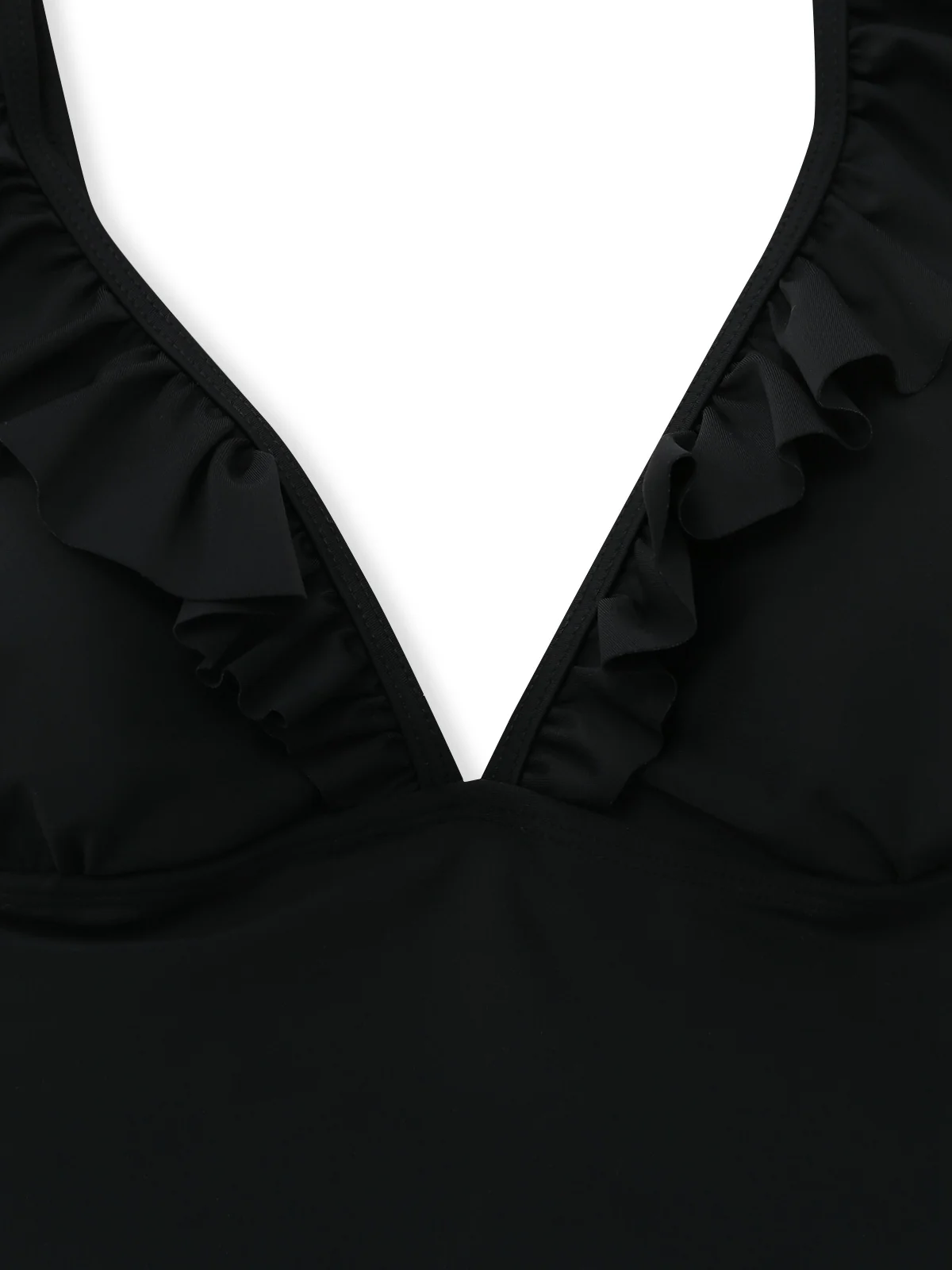3PCS Black 1950s V-Neck Ruffled Bikini Skirt - Image 4