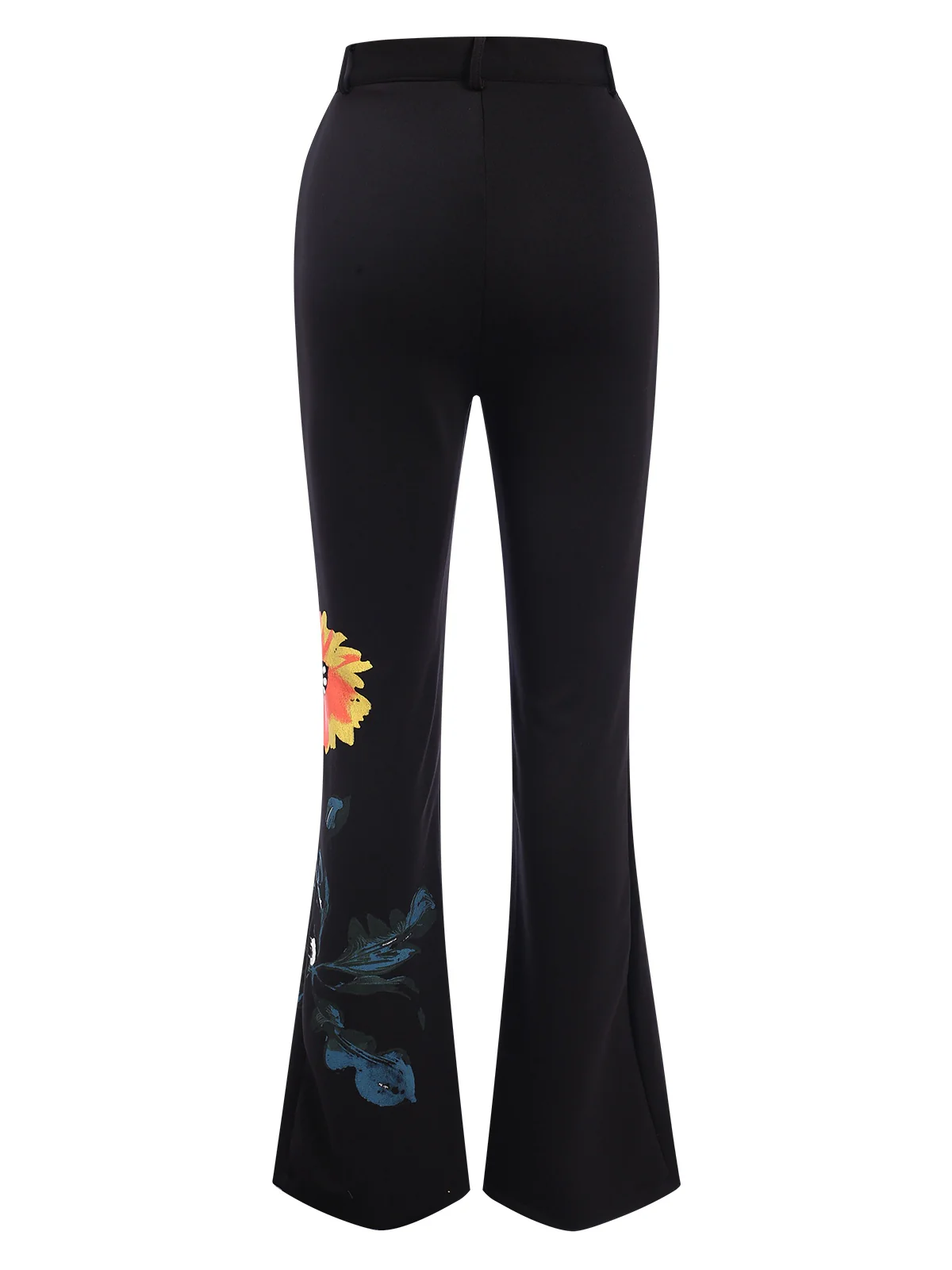 3PCS Black 1960s Floral Long Coat & Top & Pants Suit Set - Image 16