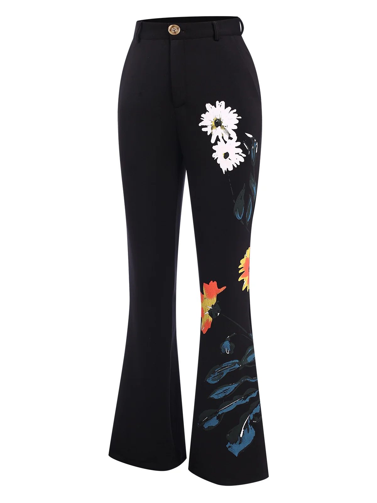3PCS Black 1960s Floral Long Coat & Top & Pants Suit Set - Image 17