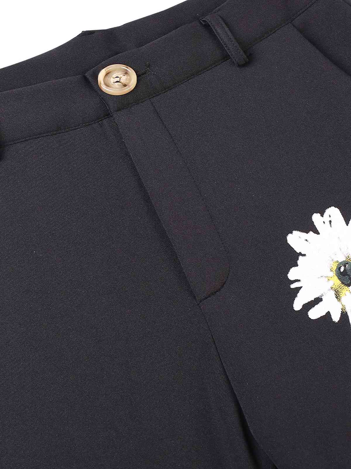 3PCS Black 1960s Floral Long Coat & Top & Pants Suit Set - Image 18