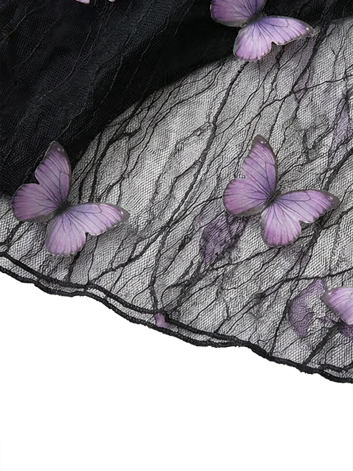 3PCS Black 1980s Butterfly Mesh Bikini Set & Cover-Up - Image 5