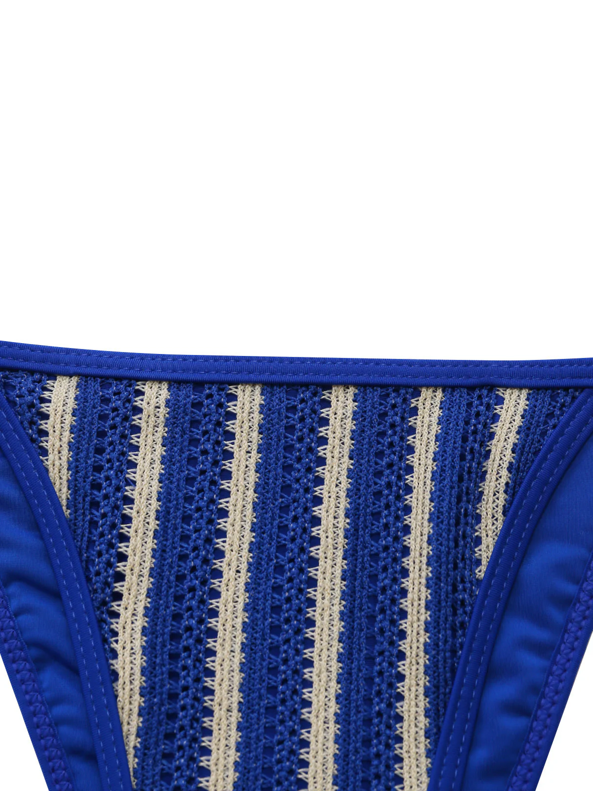 3PCS Blue 1960s Halter Striped Bikini Set & Cover Up - Image 4