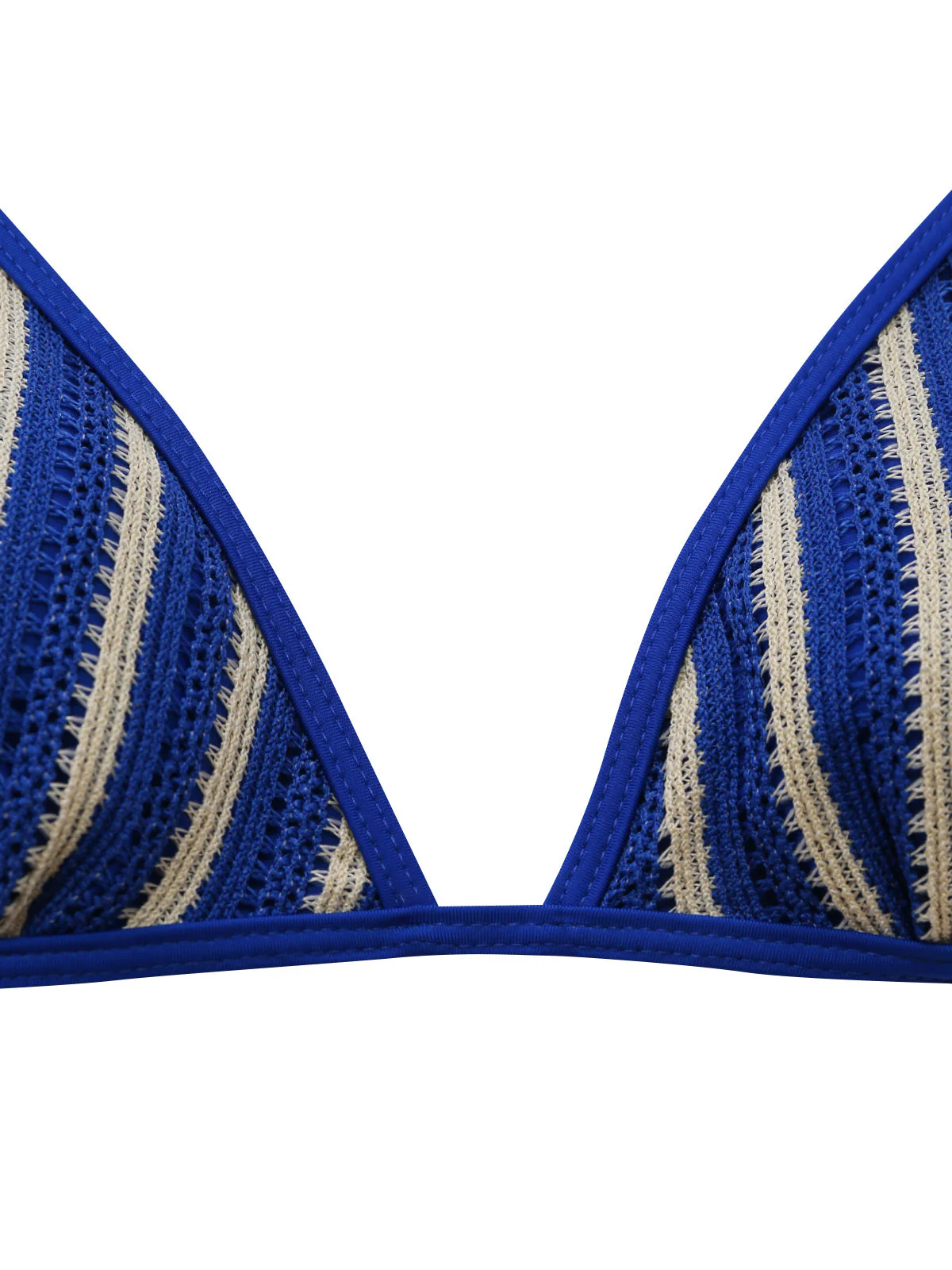 3PCS Blue 1960s Halter Striped Bikini Set & Cover Up - Image 5