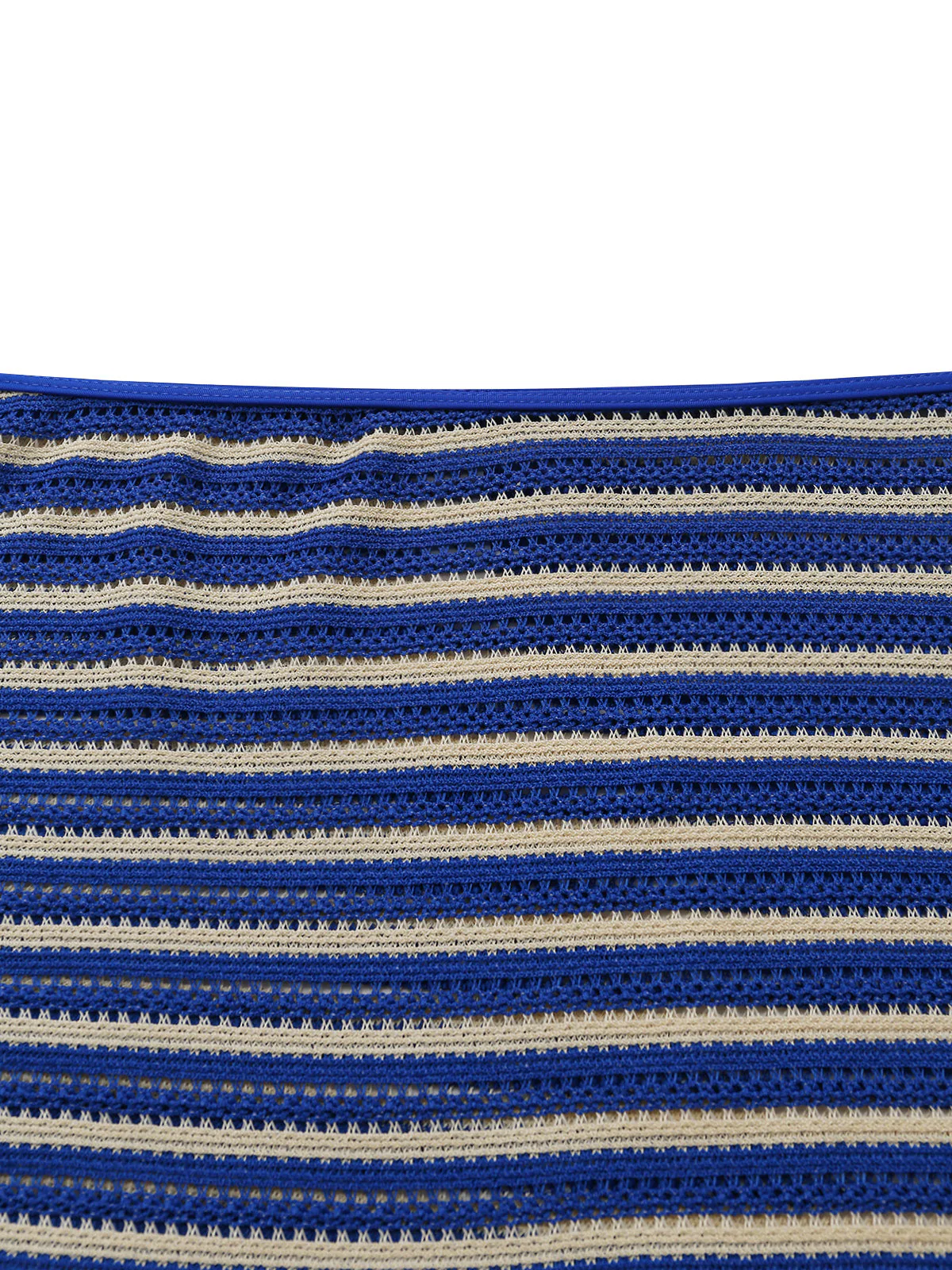 3PCS Blue 1960s Halter Striped Bikini Set & Cover Up - Image 6
