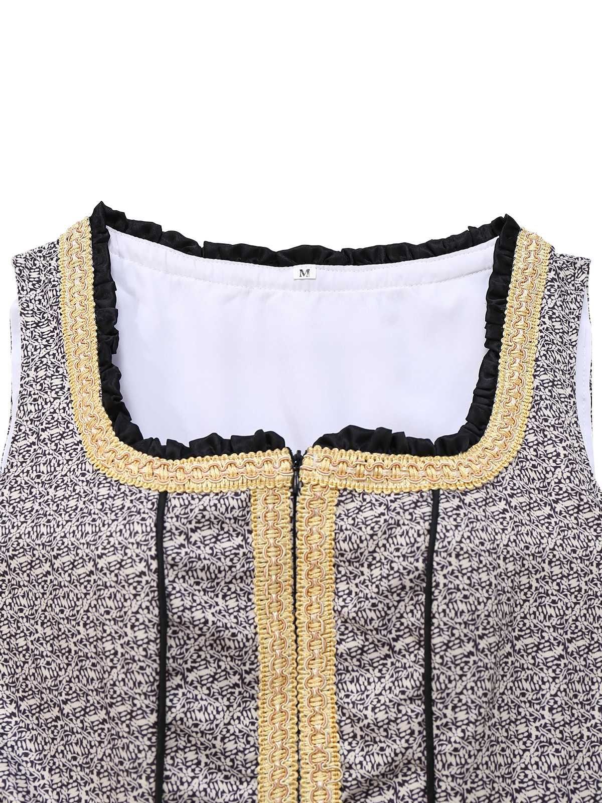 3PCS Gold 1950s Lace Top & Square Neck Floral Dress - Image 3