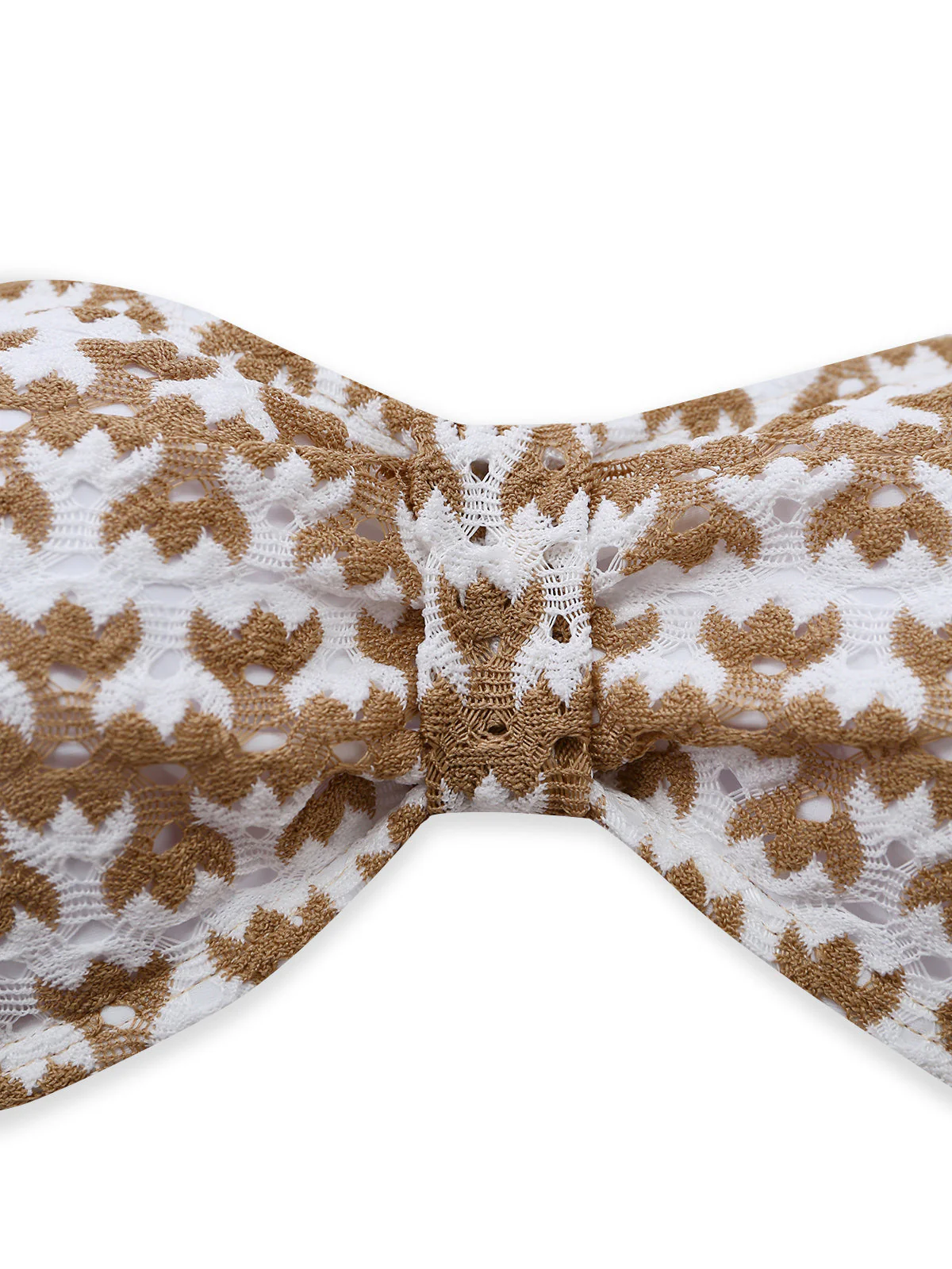 3PCS Khaki 1950s Crochet Hollow Bikini Set & Cover Up - Image 4