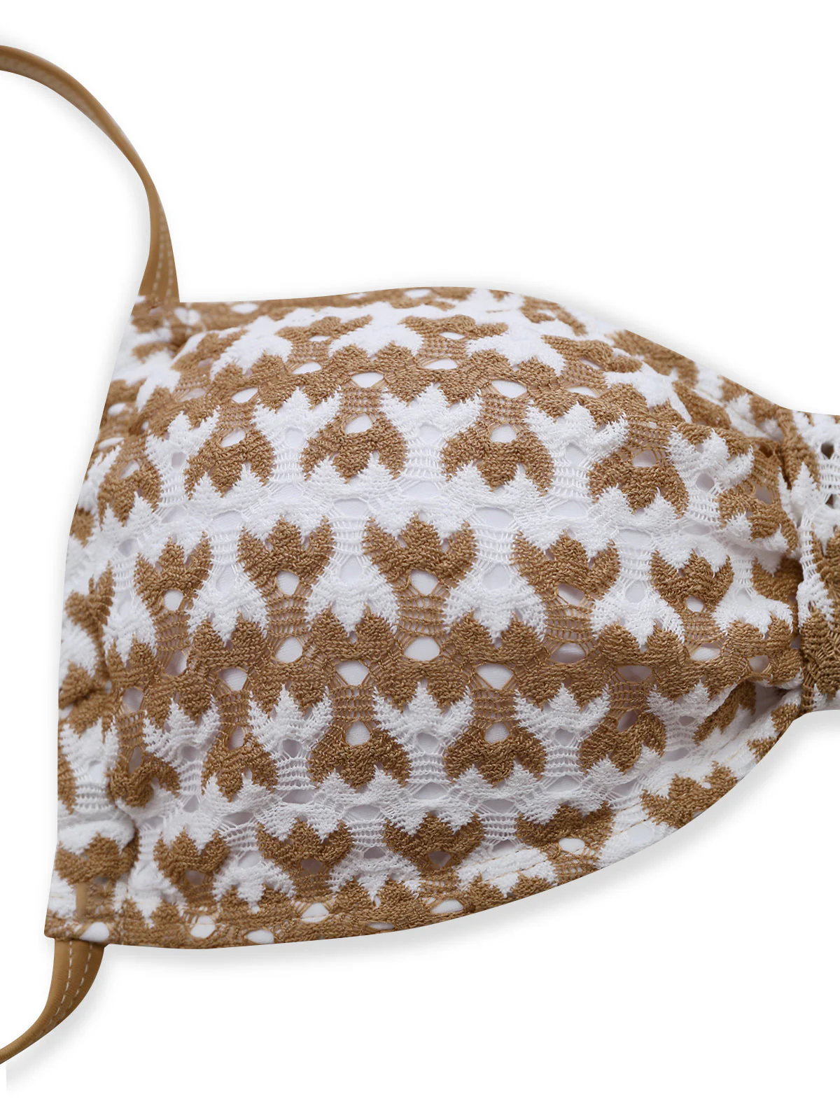 3PCS Khaki 1950s Crochet Hollow Bikini Set & Cover Up - Image 5