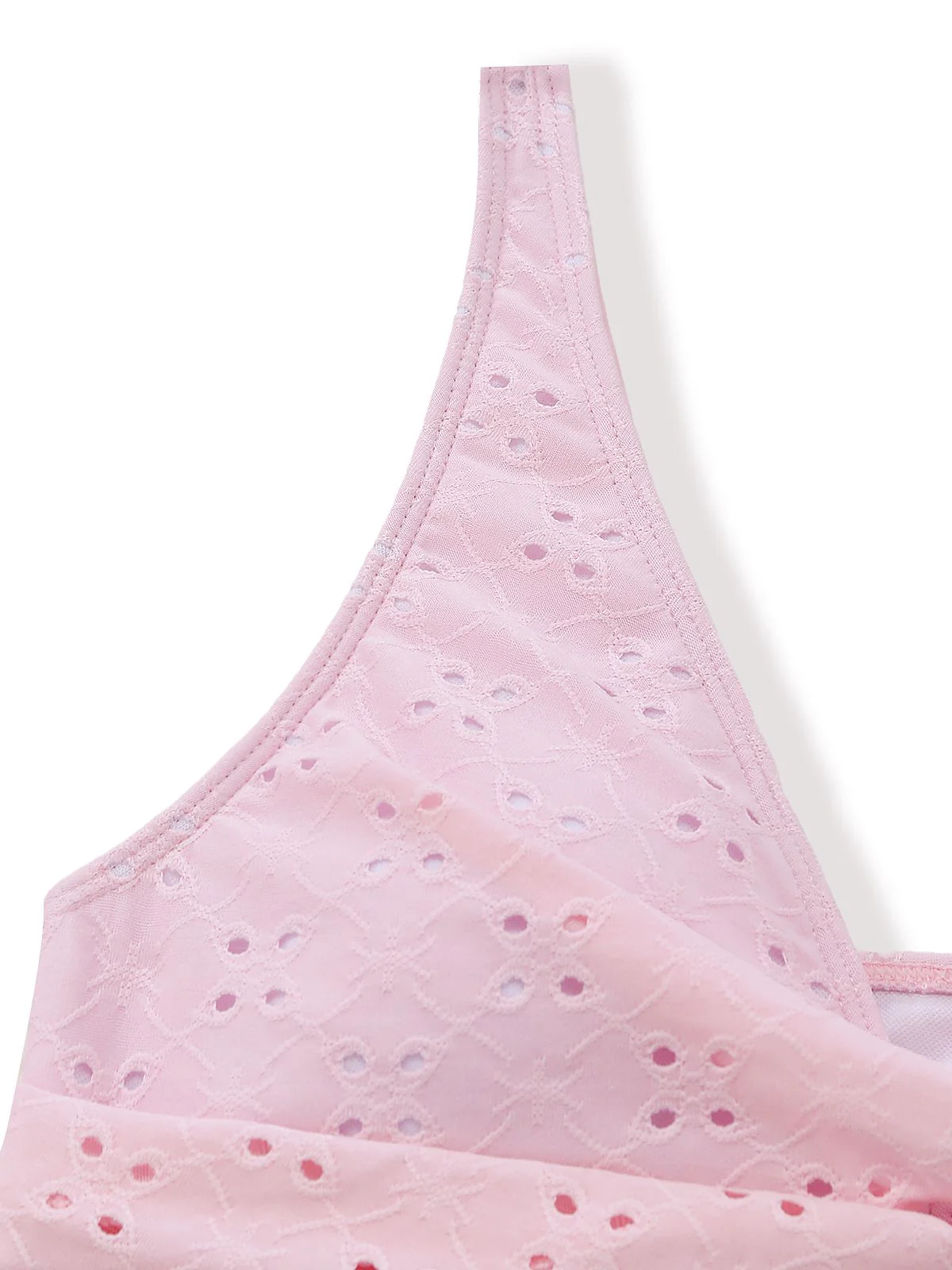 3PCS Pink 1940s Eyelet Bikini Set & Ruffled Skirt - Image 4
