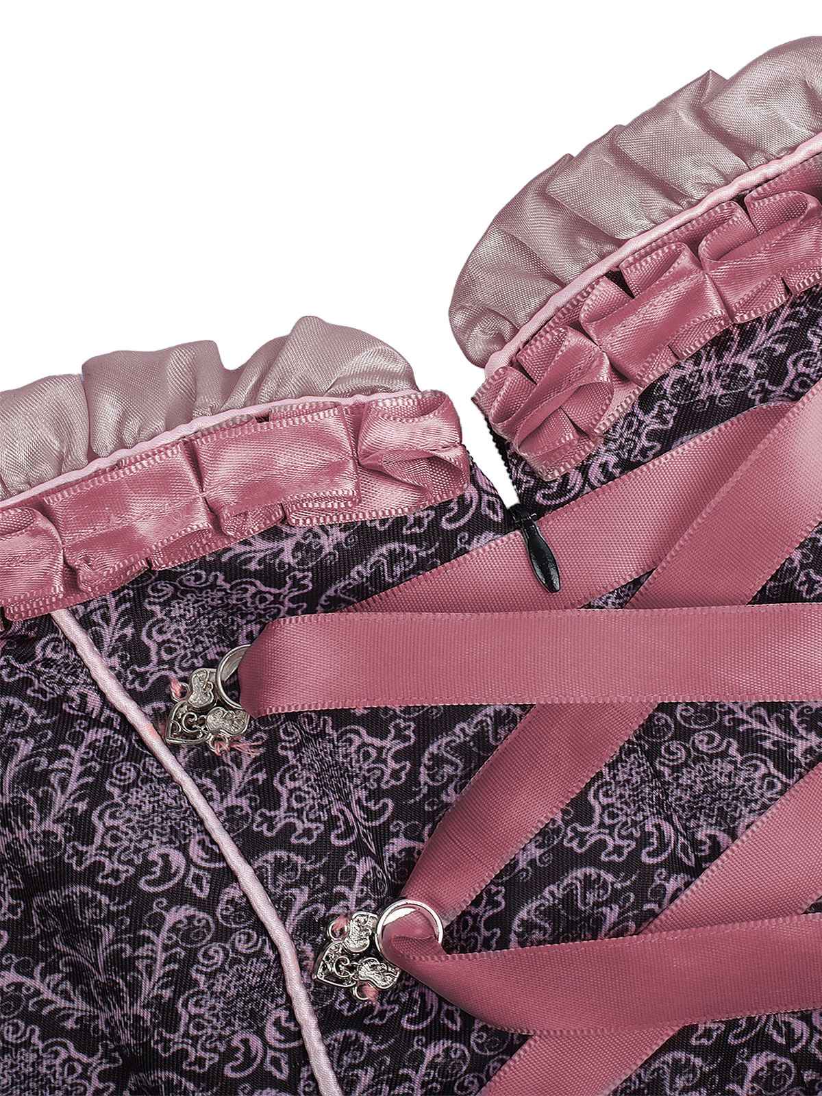 3PCS Pink 1950s Lace Top & Embroidered Ribbon Dress - Image 5