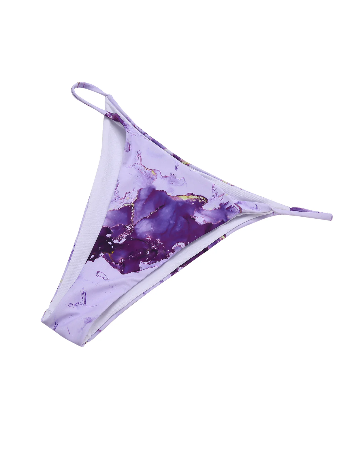 3PCS Purple 1970s Irregular Print Bikini Set - Image 3