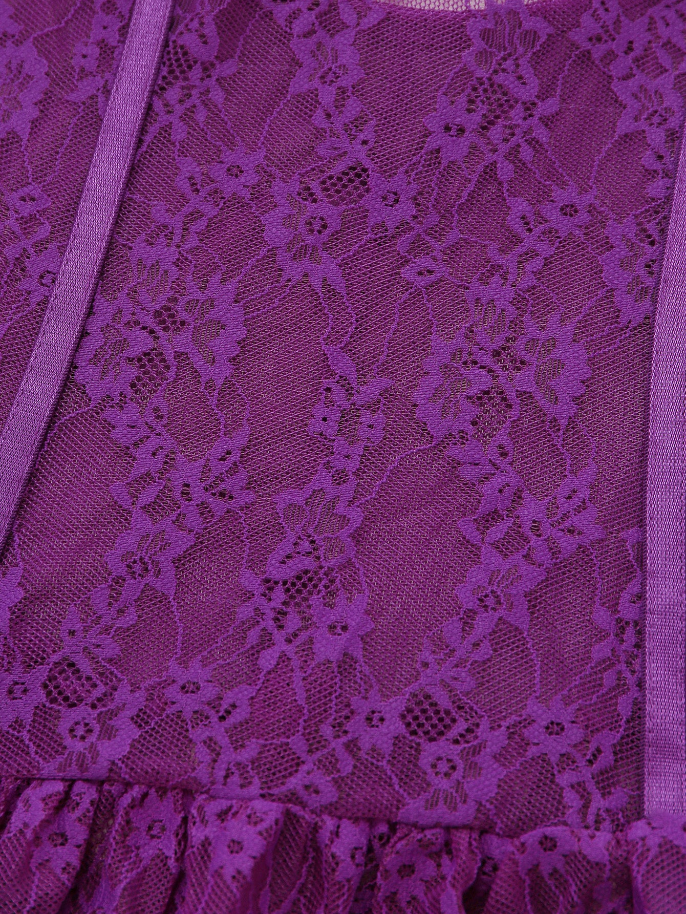3PCS Purple 1980s Lace Lingerie Set with Stockings - Image 5