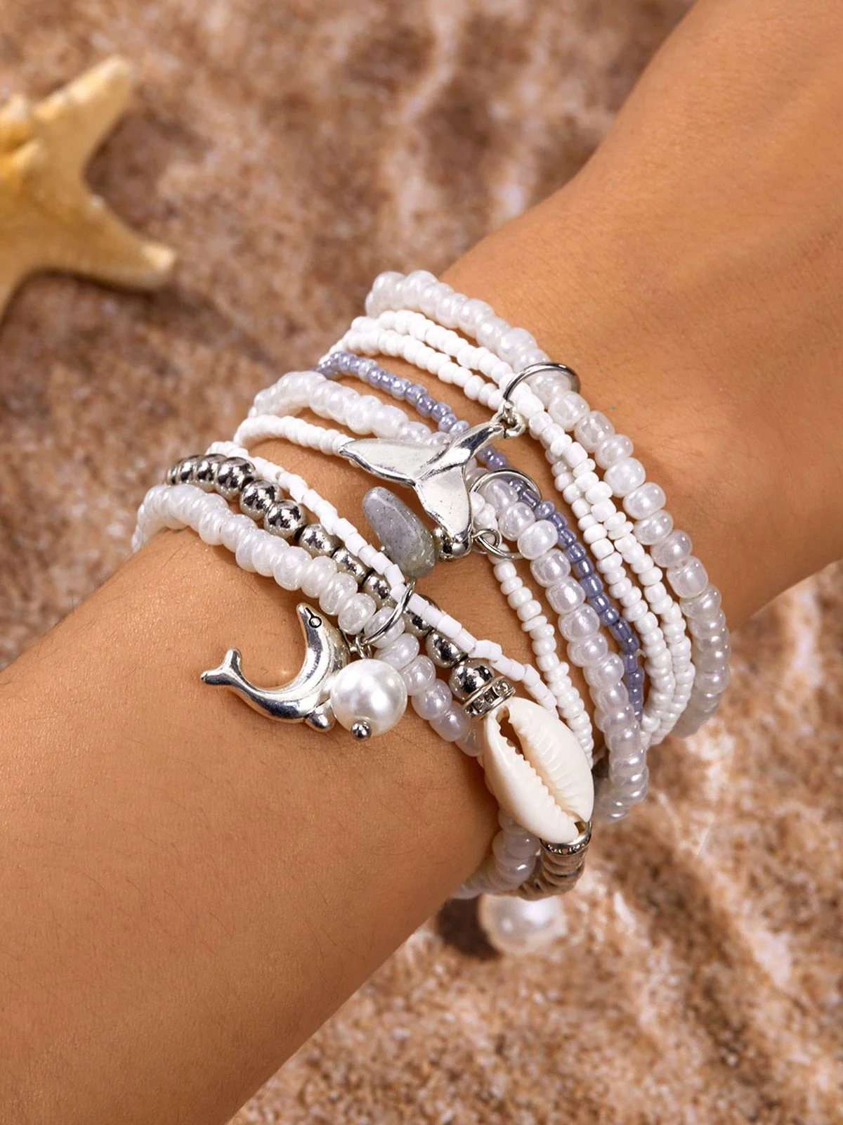 3PCS Shell Dolphin Charm Beach Bracelet Set - Image 11
