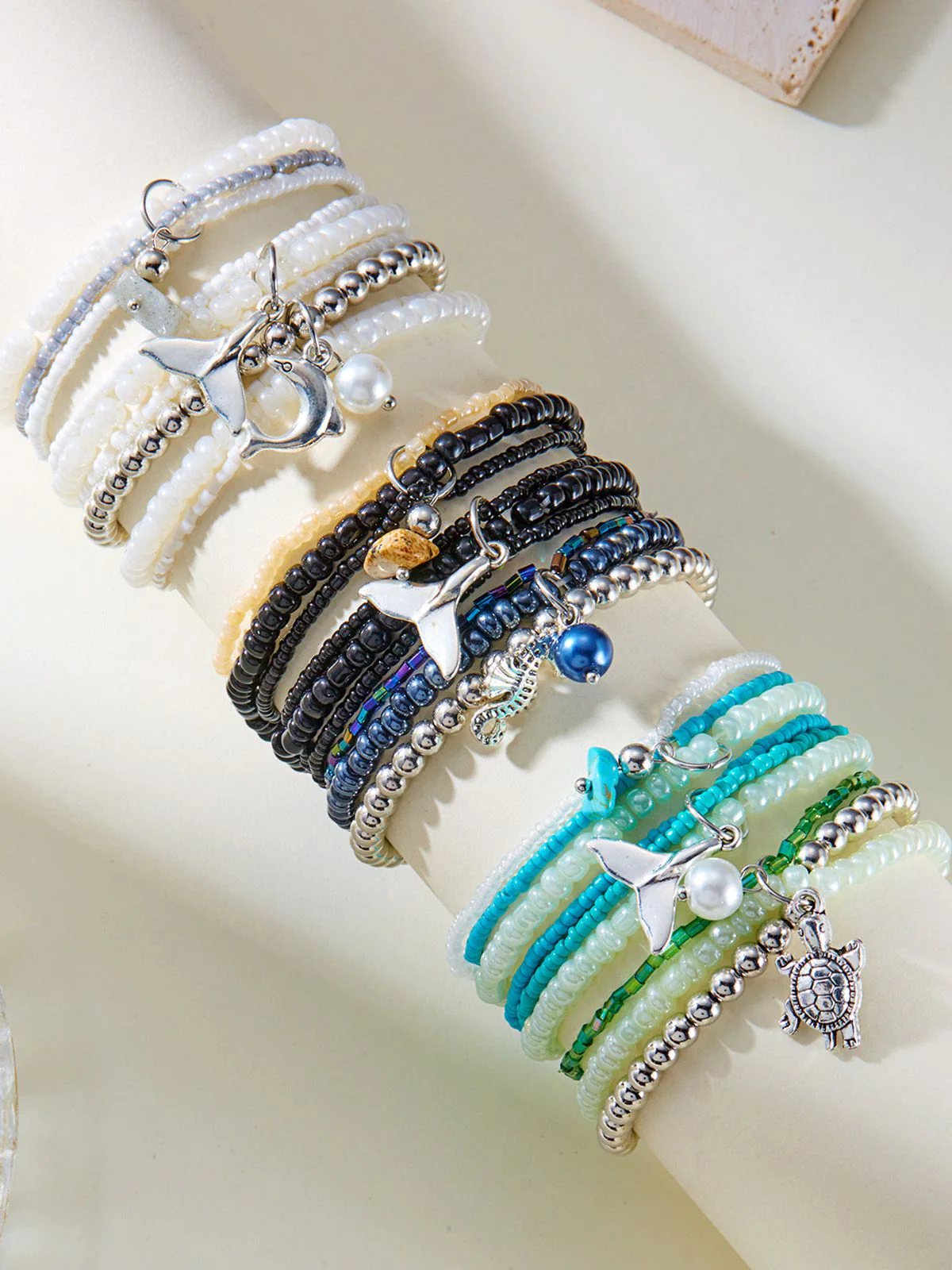 3PCS Shell Dolphin Charm Beach Bracelet Set - Image 2