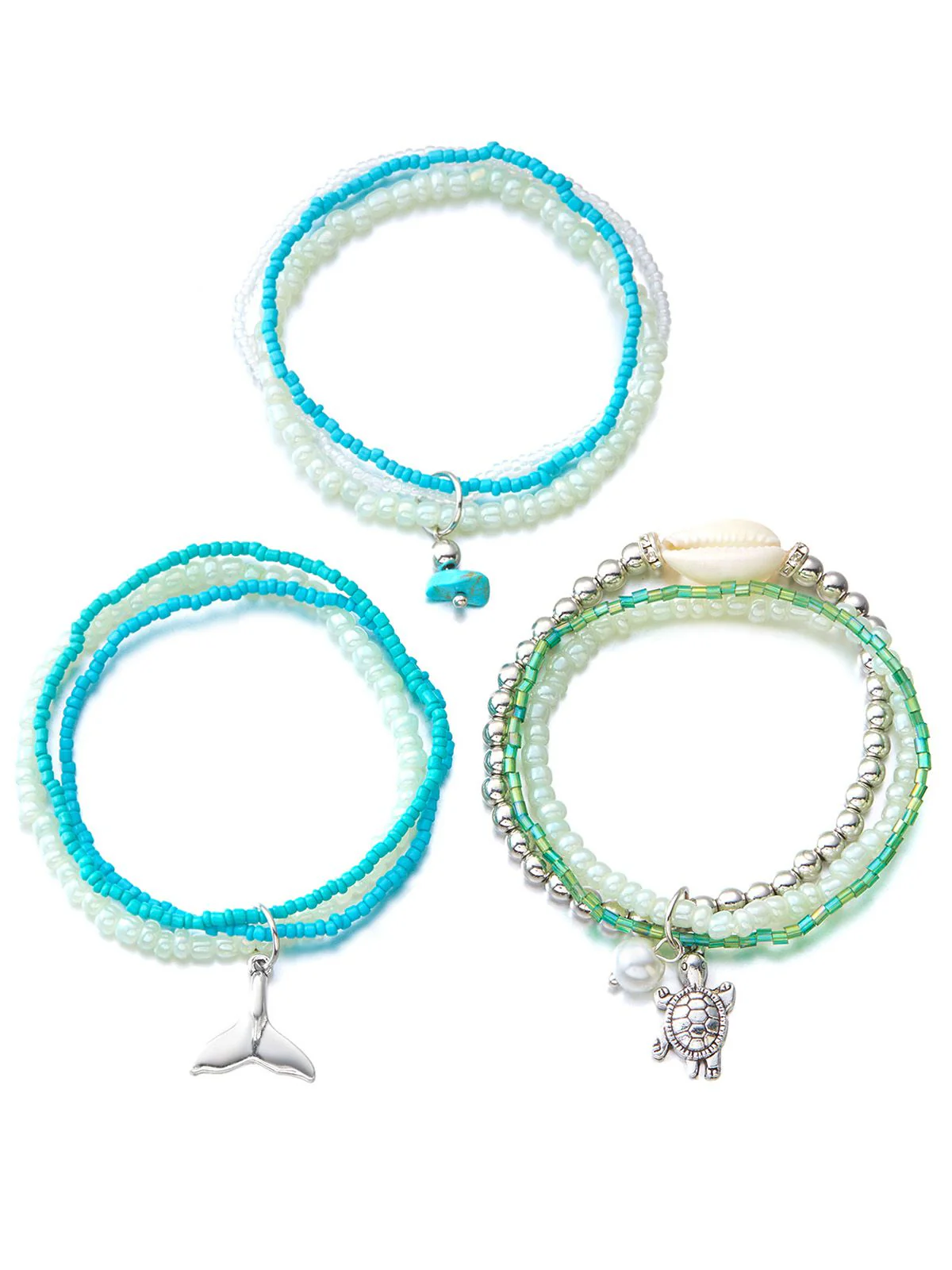 3PCS Shell Dolphin Charm Beach Bracelet Set - Image 3