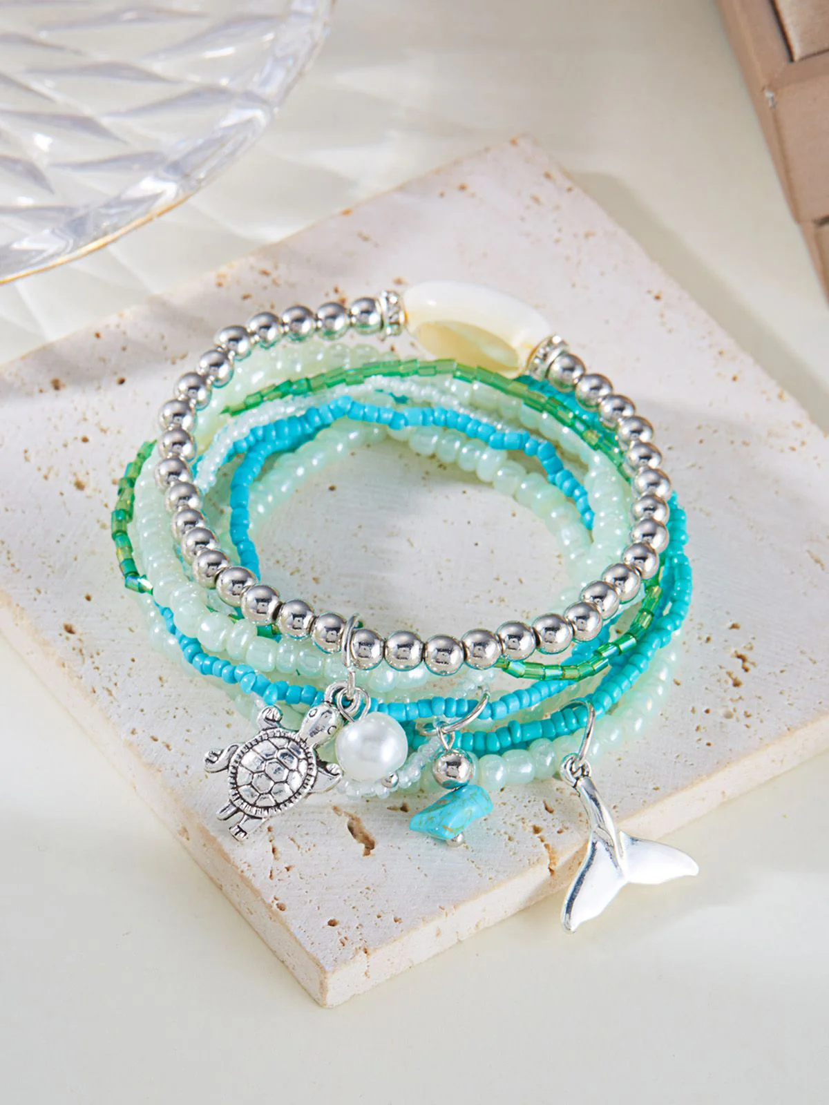3PCS Shell Dolphin Charm Beach Bracelet Set - Image 4