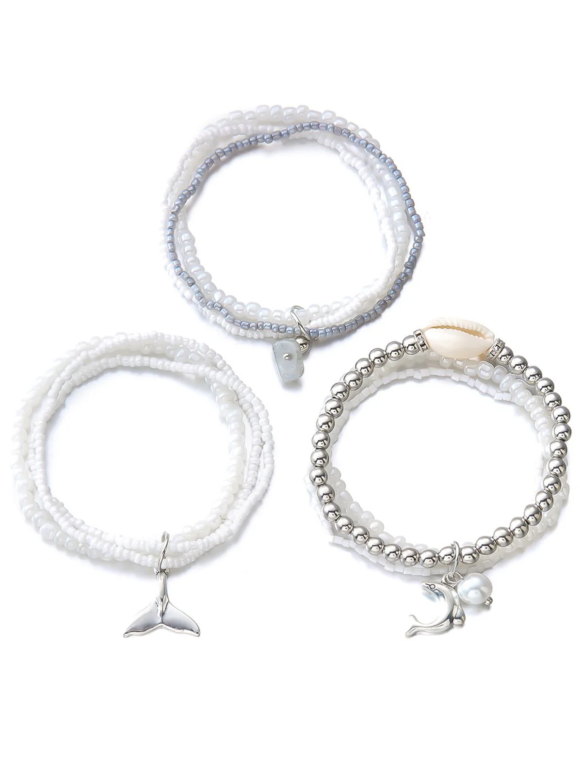 3PCS Shell Dolphin Charm Beach Bracelet Set - Image 8