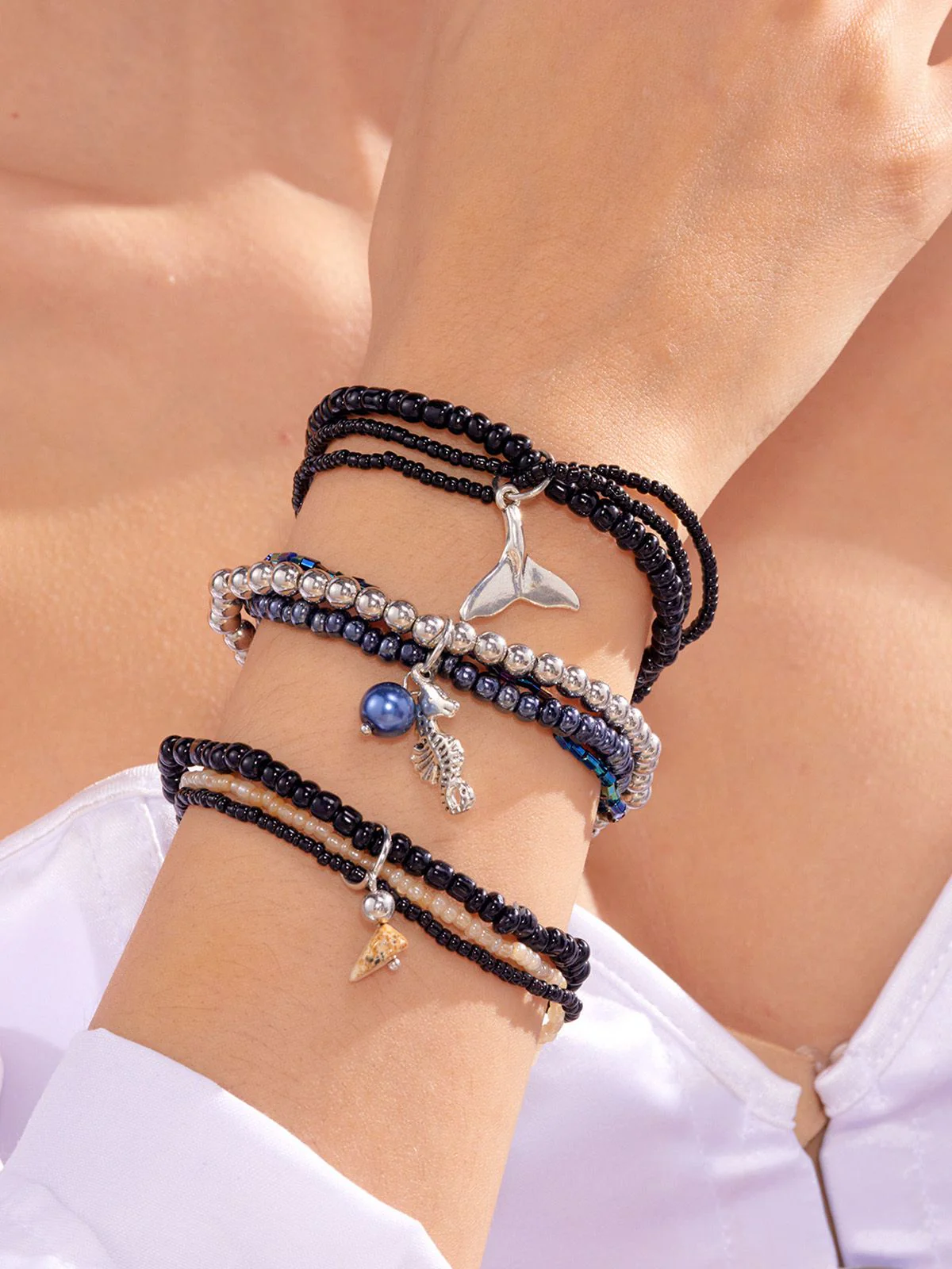 3PCS Shell Dolphin Charm Beach Bracelet Set - Image 9