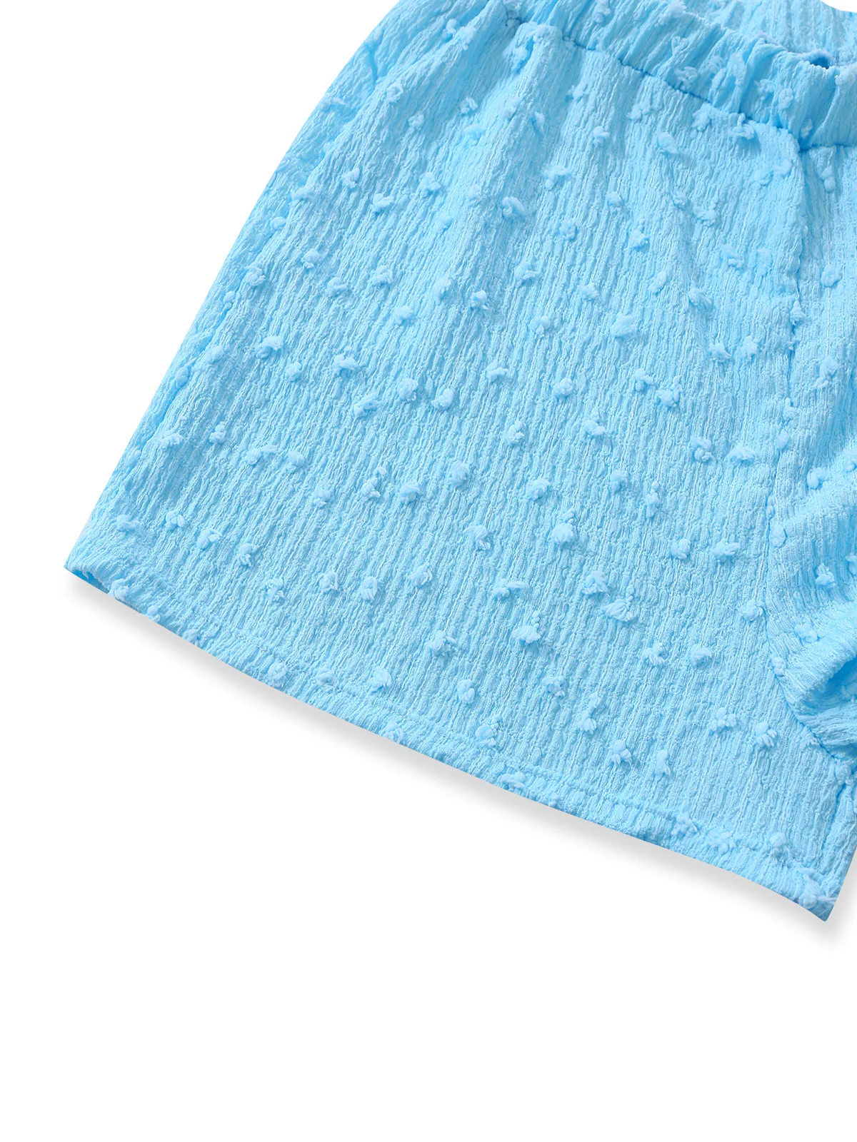 3PCS Sky Blue 1960s Triangle Bikini & Tie Shorts Set - Image 6