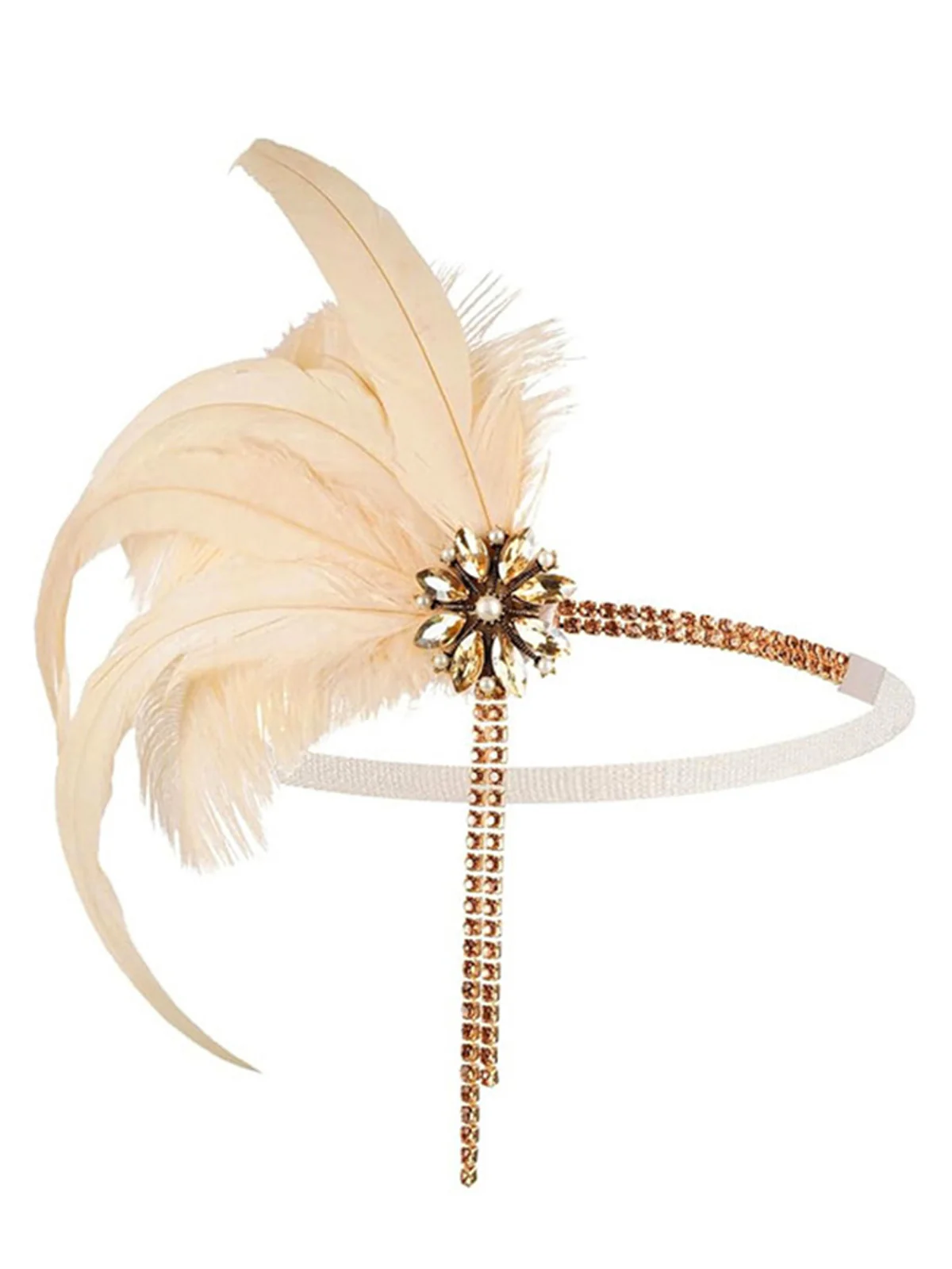 4PCS 1920s Feather Headband Gloves Accessories Set - Image 3
