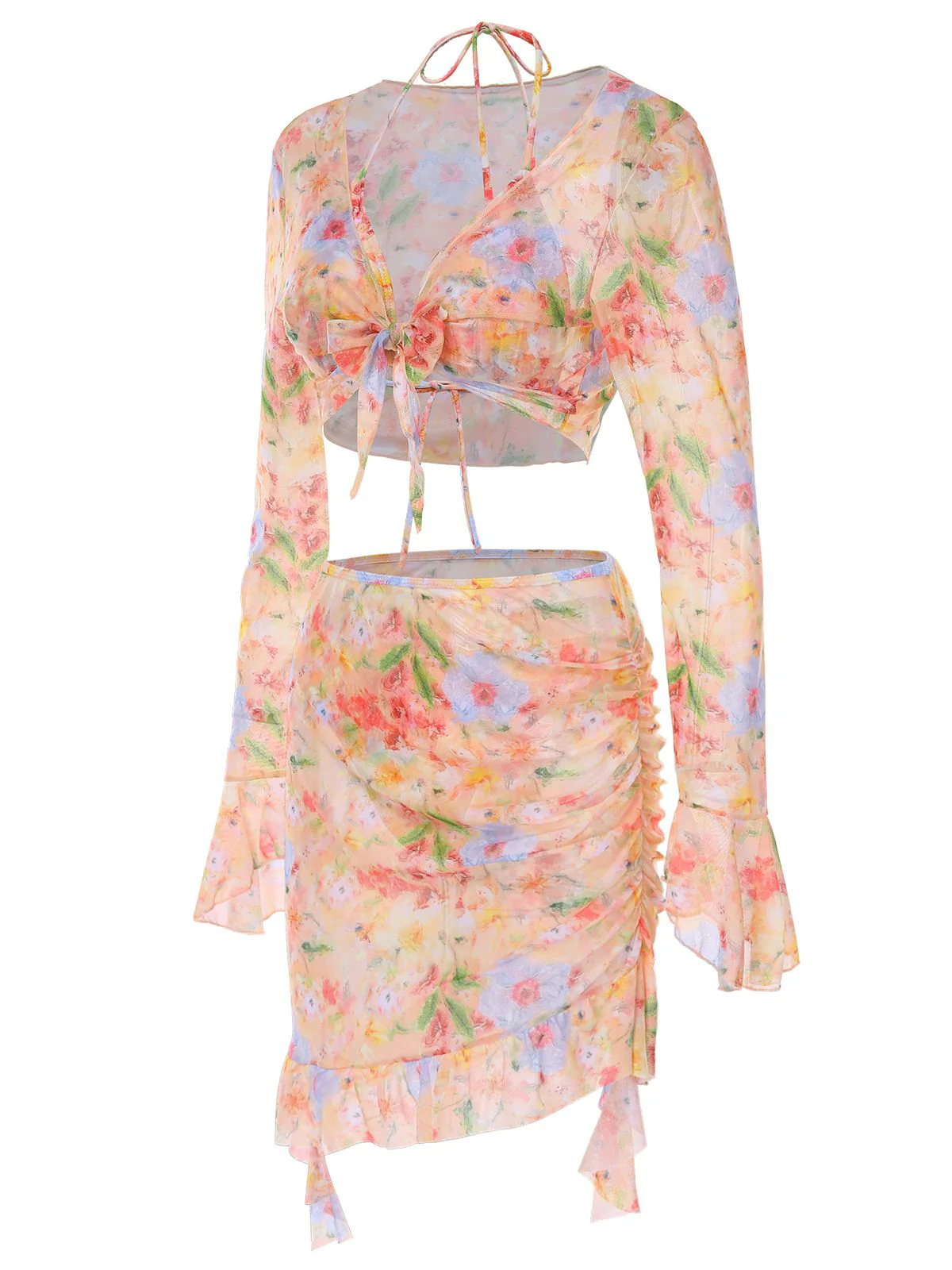 4PCS 1950s Floral Swimsuit Dress Set - Image 3