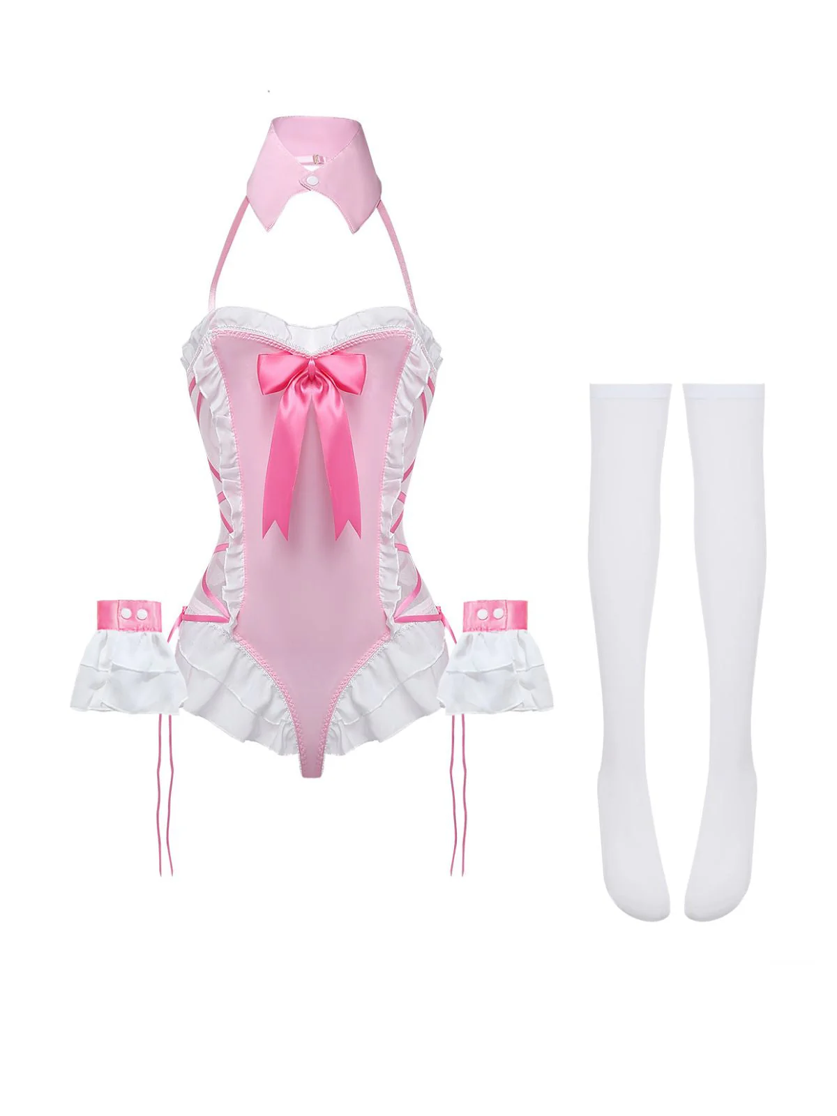 5PCS 1980s Bunny Girl Open Crotch Bodysuit Lingerie - Image 3