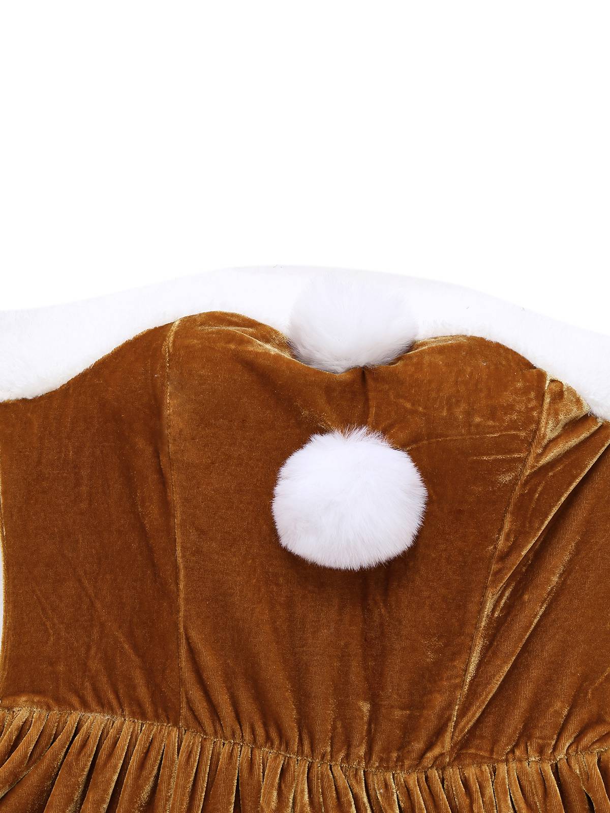 5PCS Brown 1940s Christmas Moose Cape & Velvet Dress - Image 5
