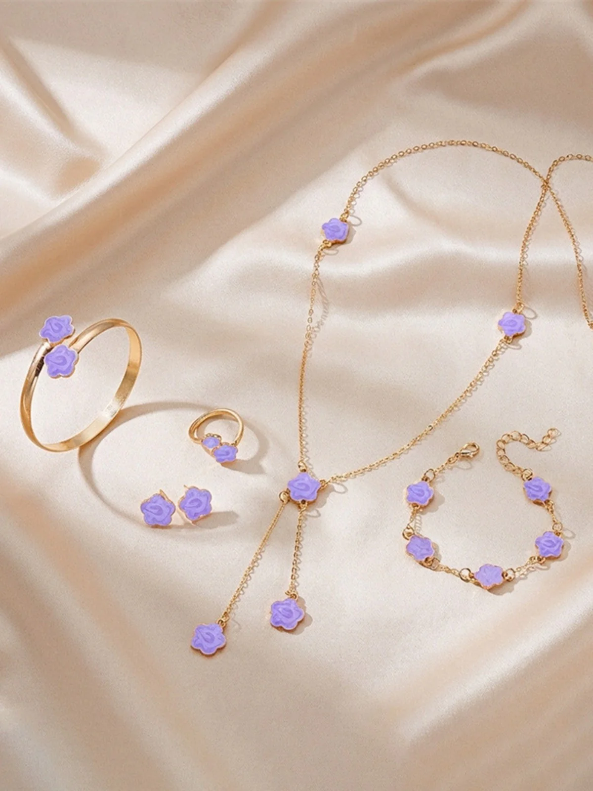 5PCS Five-Petal Flower Jewelry Set - Image 4