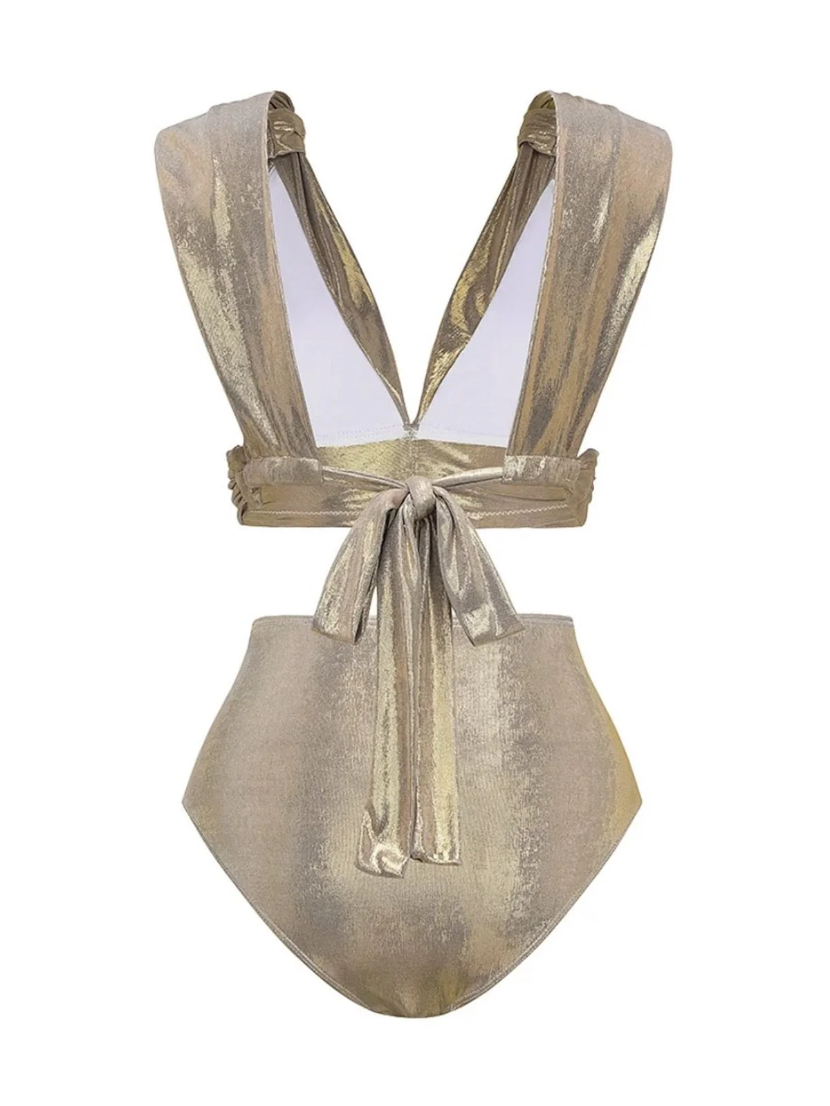 5PCS Gold 1980s Bejeweled Metallic Egyptian-Inspired Bikini Set - Image 5